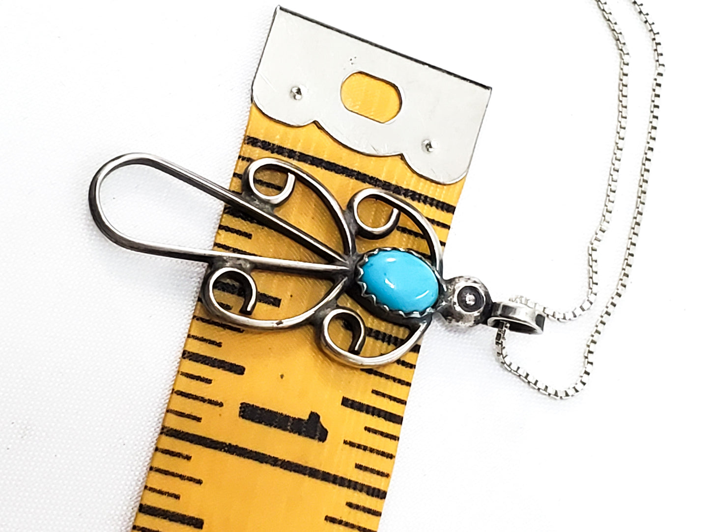 Navajo turquoise sterling silver Native American turquoise bird pendant necklace 925