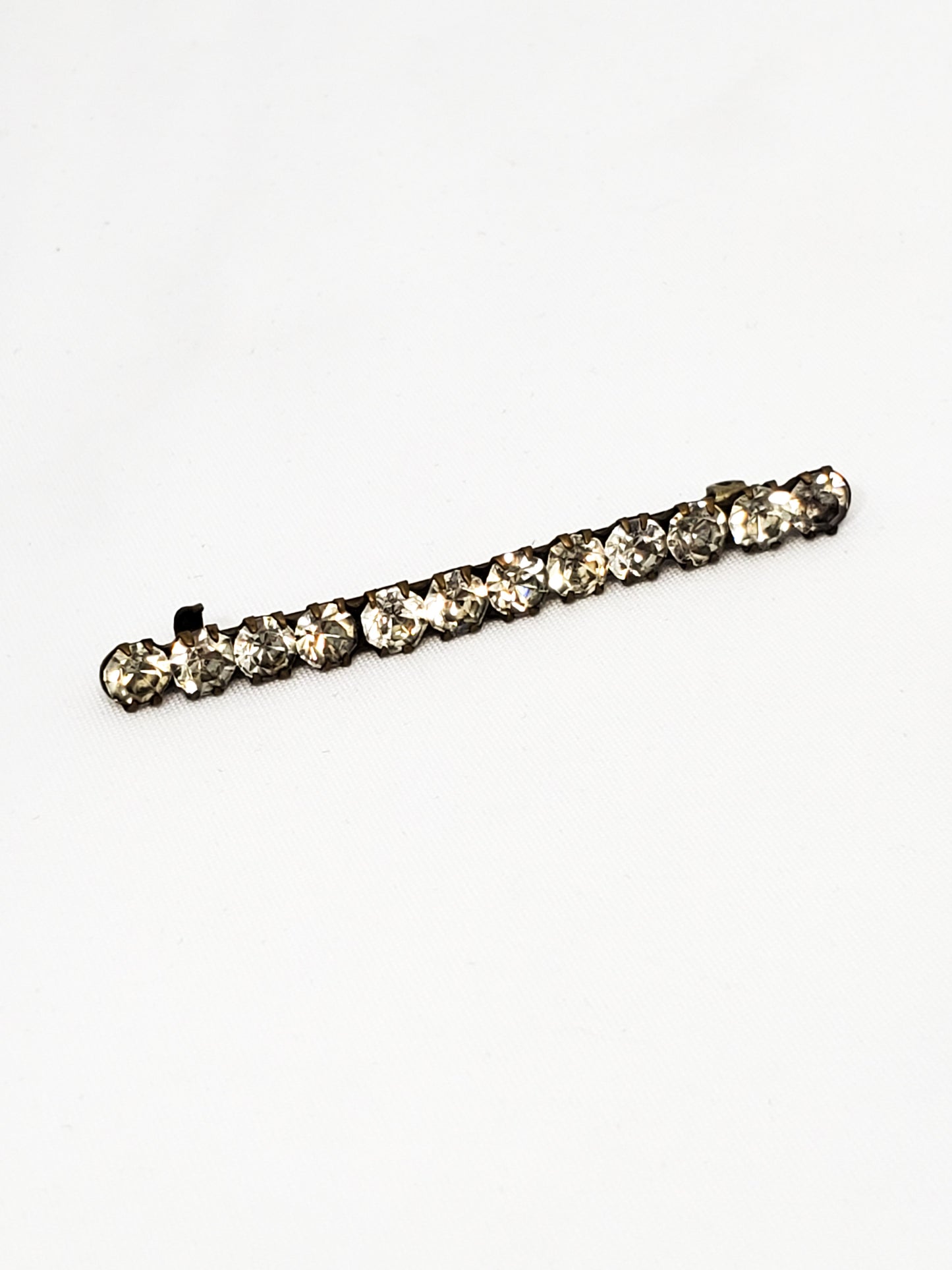 Victorian clear rhinestone paste bar pin brooch
