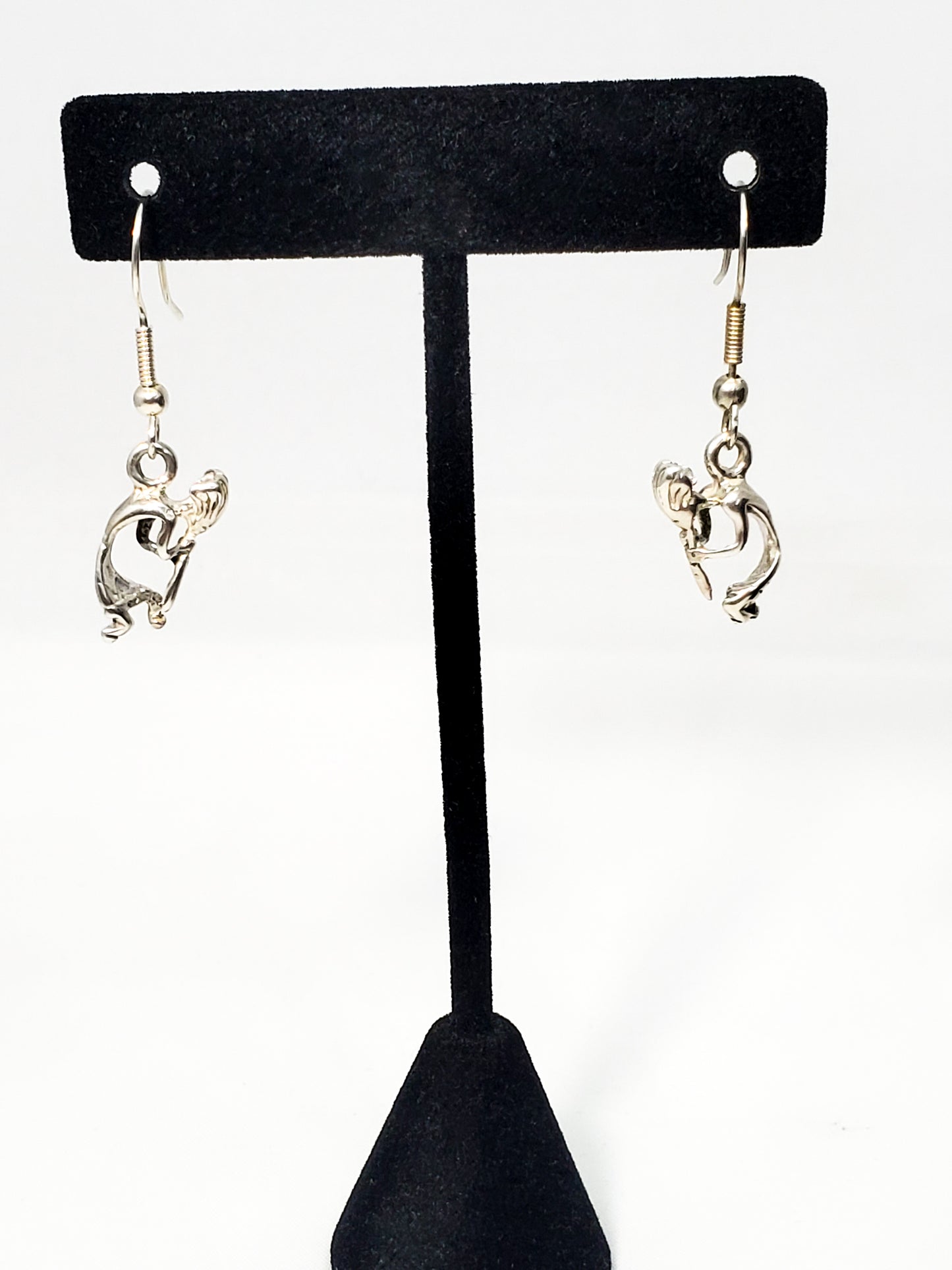 Vintage Native American Kokopelli dancer sterling silver drop earrings 925