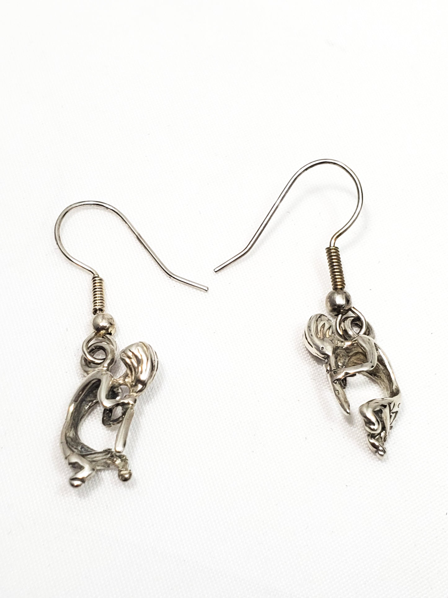 Vintage Native American Kokopelli dancer sterling silver drop earrings 925