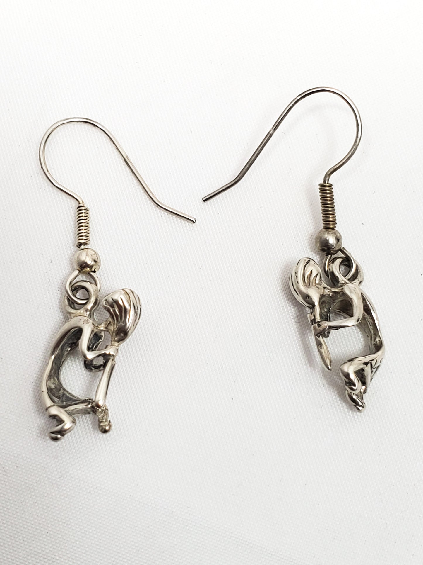 Vintage Native American Kokopelli dancer sterling silver drop earrings 925