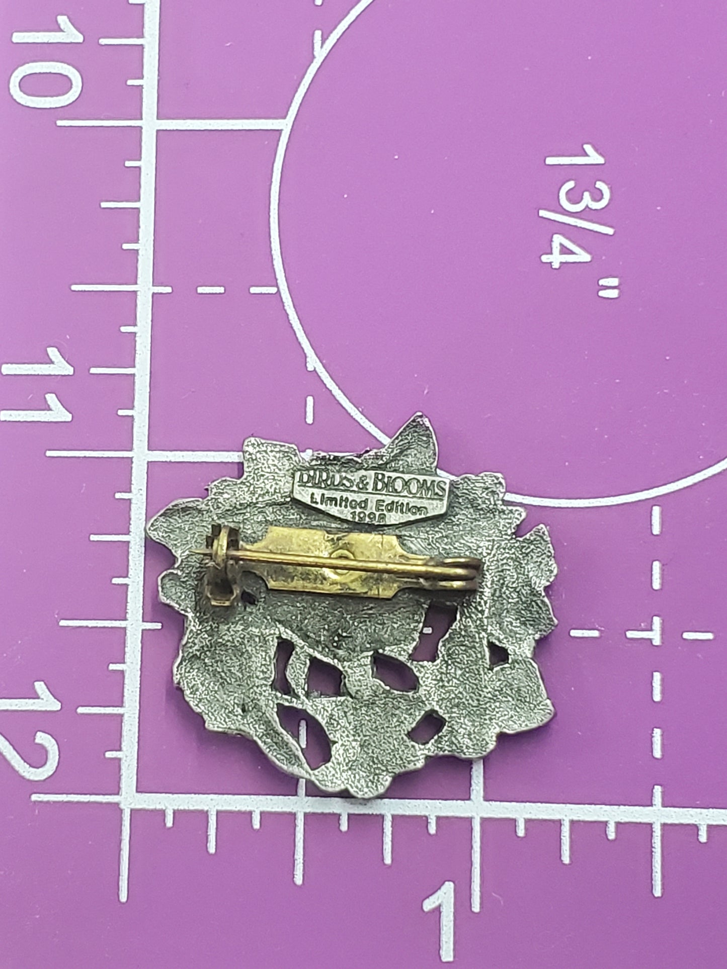 Vintage Birds and Blooms butterfly in flowers brooch pin 1998