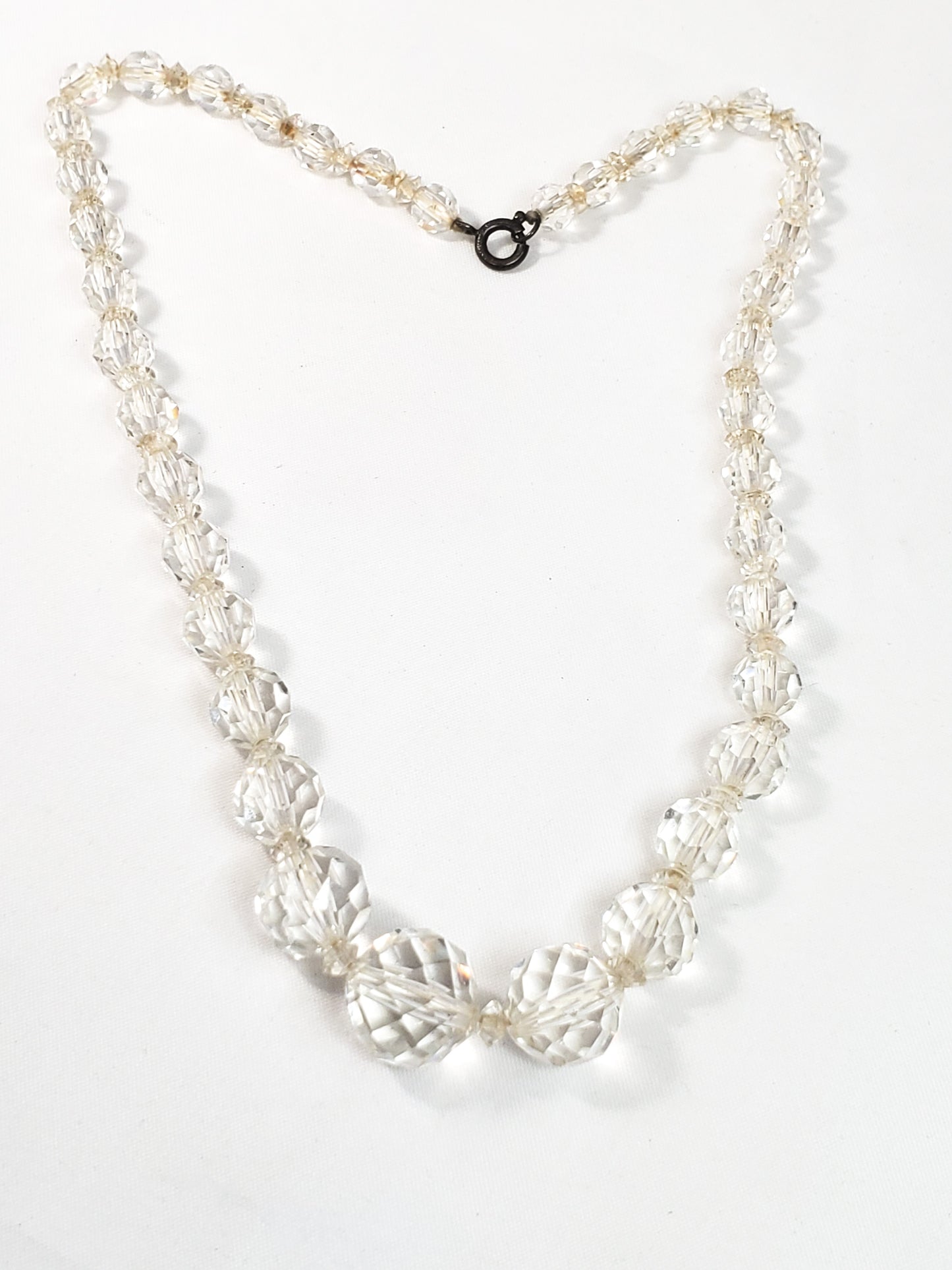 Art Deco Germany Faceted lead glass Austrian crystal beads with sterling clasp
