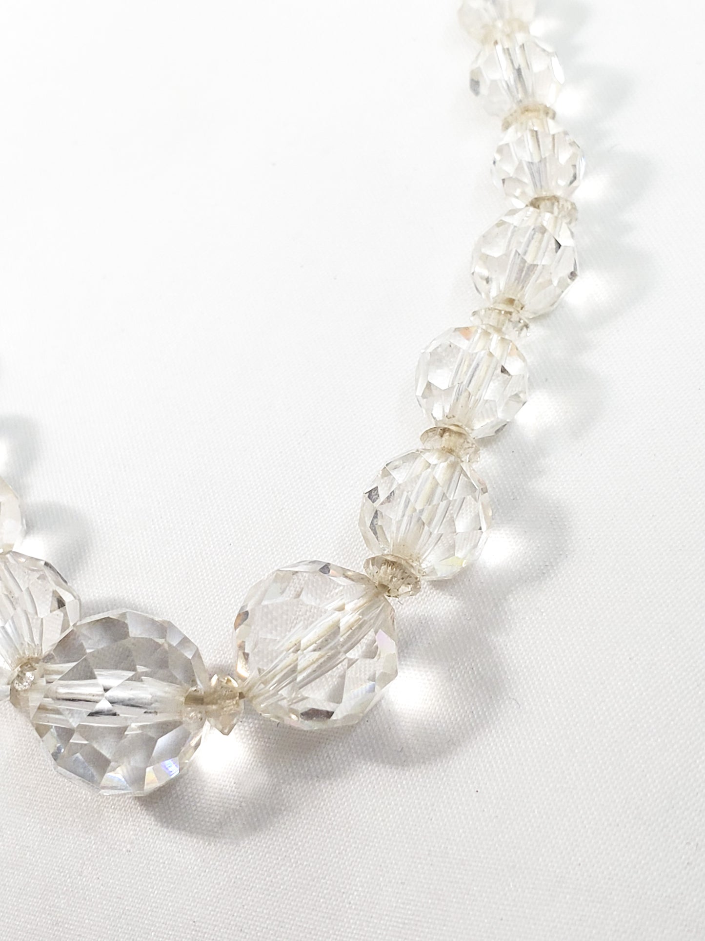 Art Deco Germany Faceted lead glass Austrian crystal beads with sterling clasp