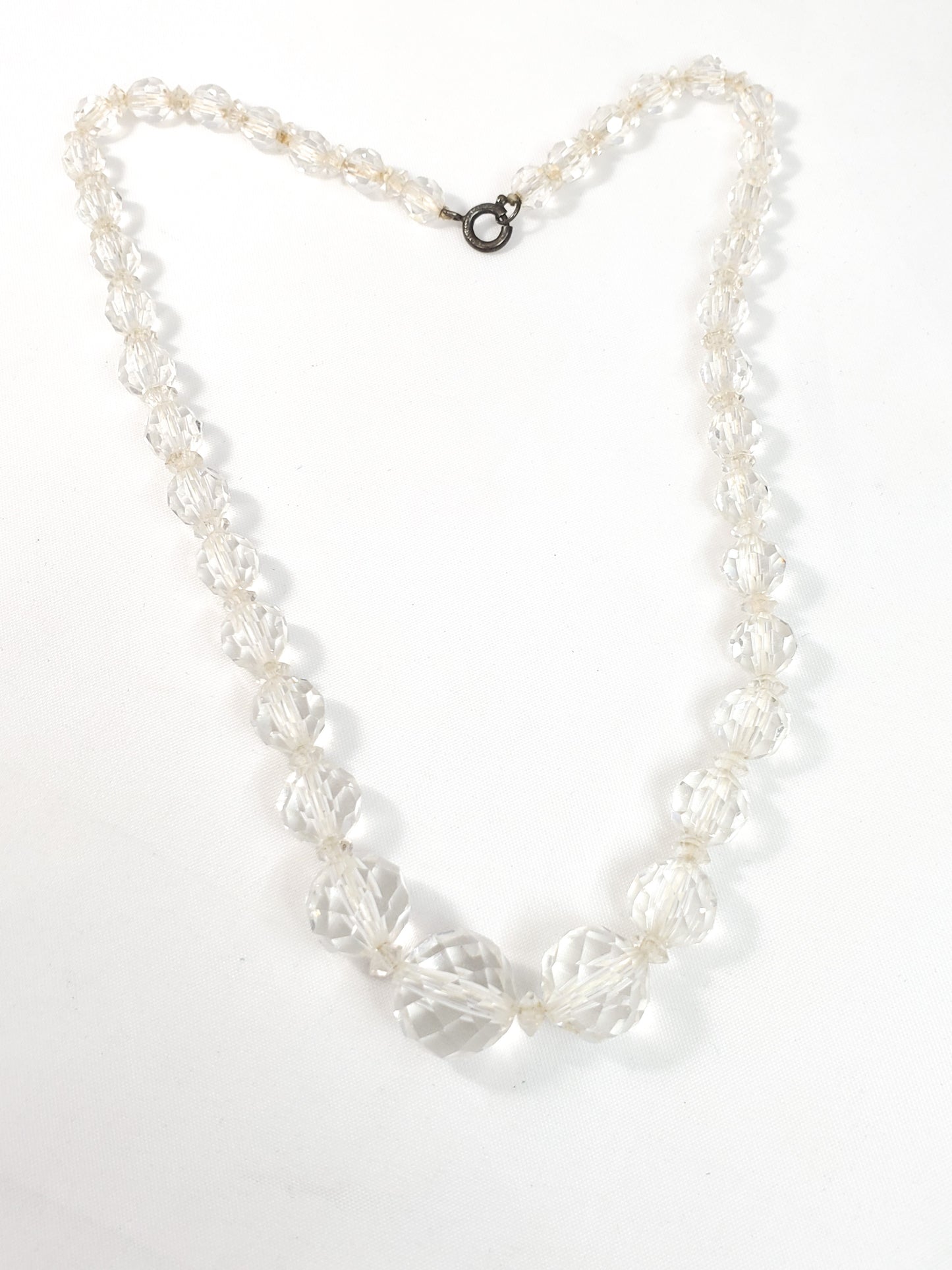 Art Deco Germany Faceted lead glass Austrian crystal beads with sterling clasp