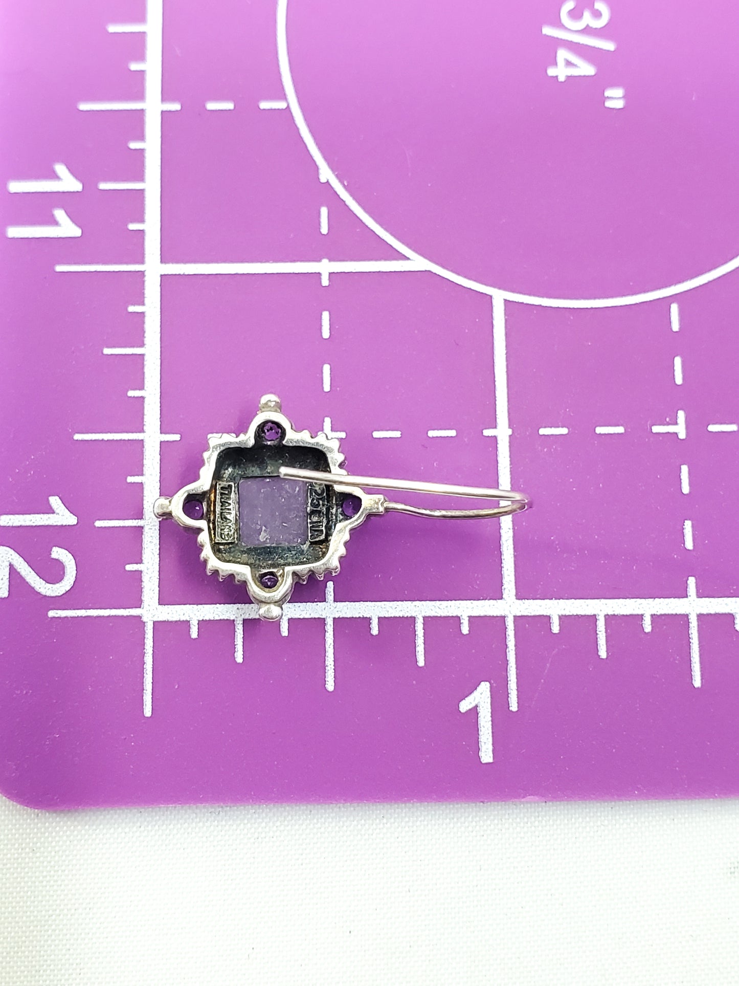 Vintage CNA purple stone sterling silver drop earrings