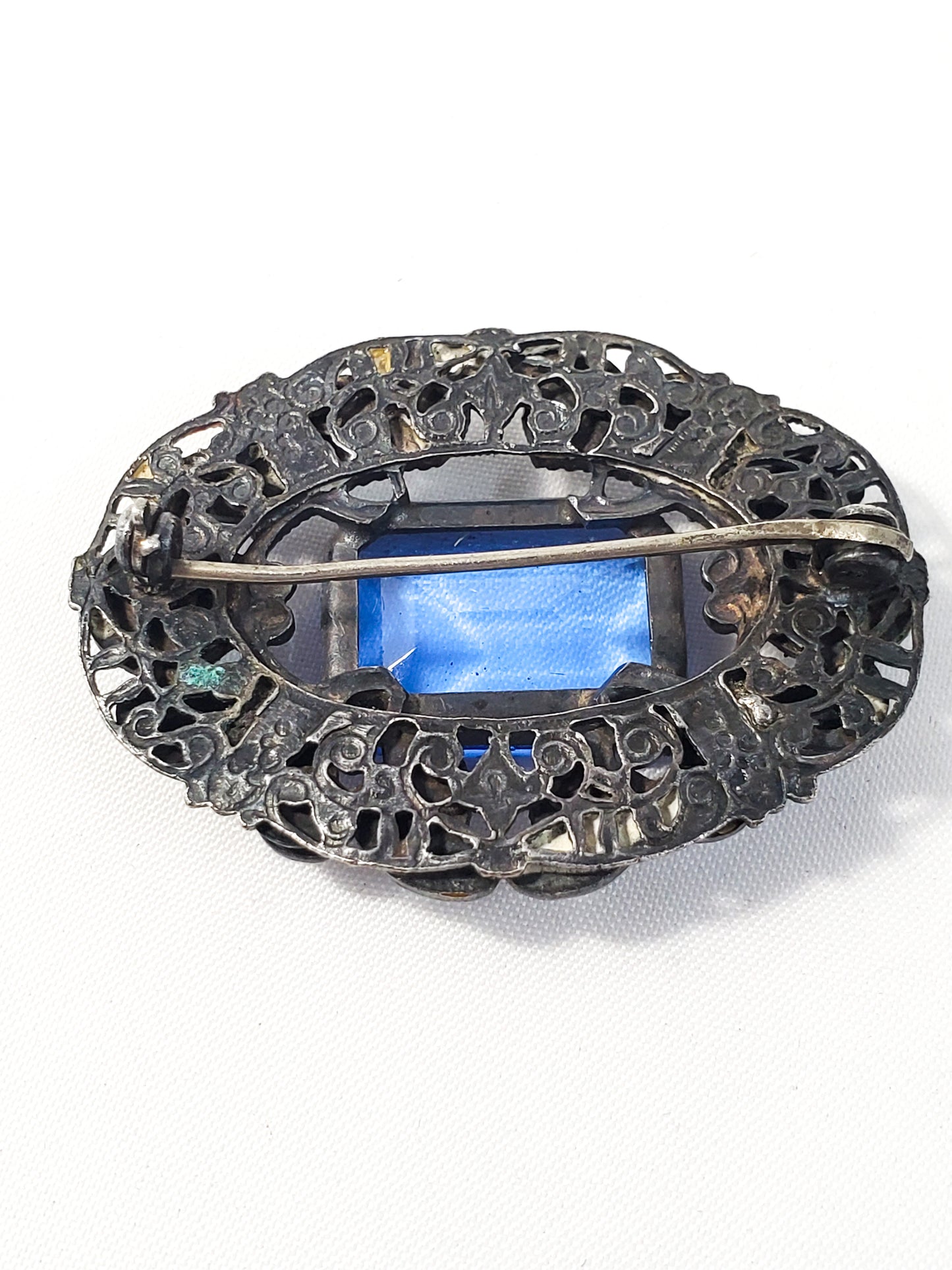 Neiger Brothers Sterling silver blue paste leaf and berry enamel brooch