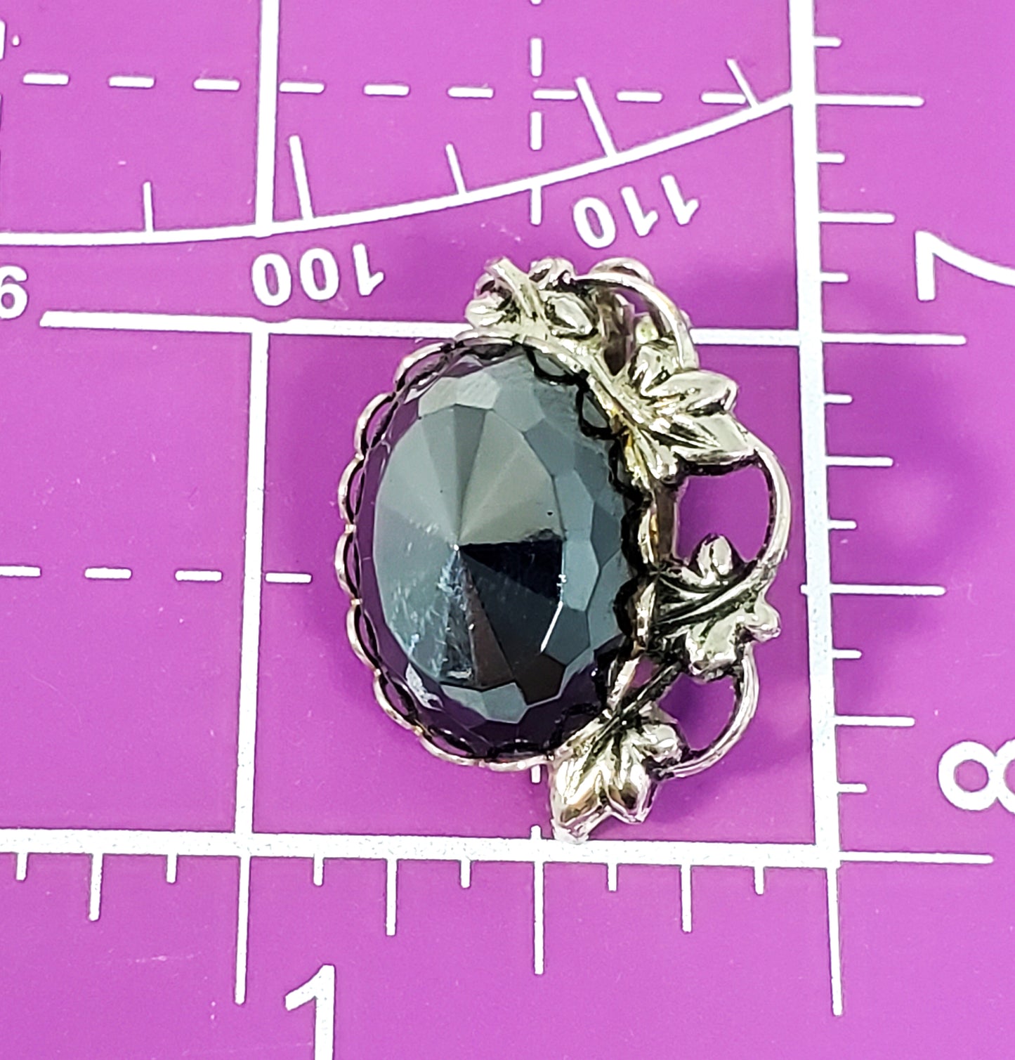 Faceted Hematite gemstone floral vintage clip on earrings