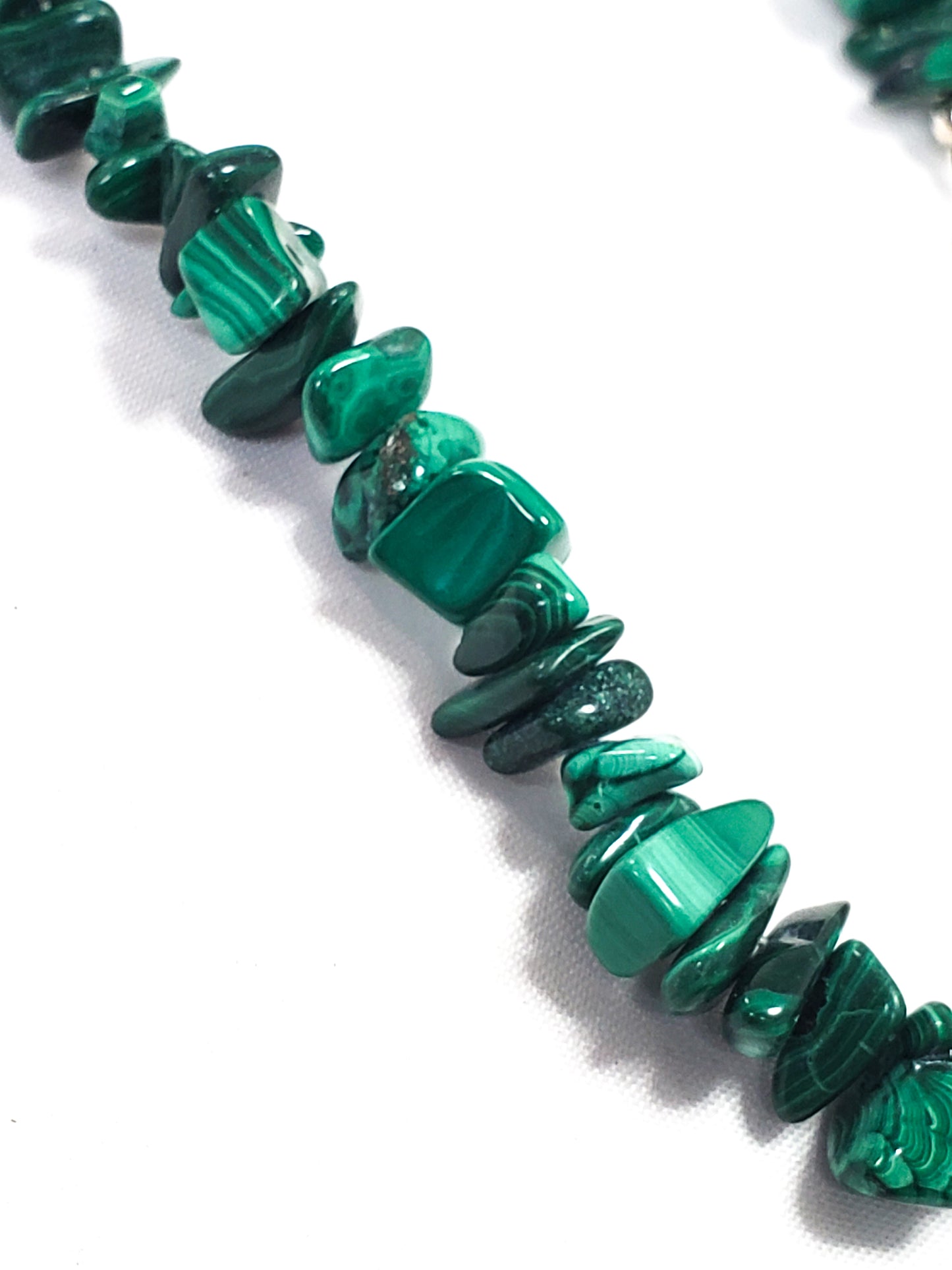 Handcrafted banded malachite chip bead demi parure 3 piece set necklace earrings bracelet