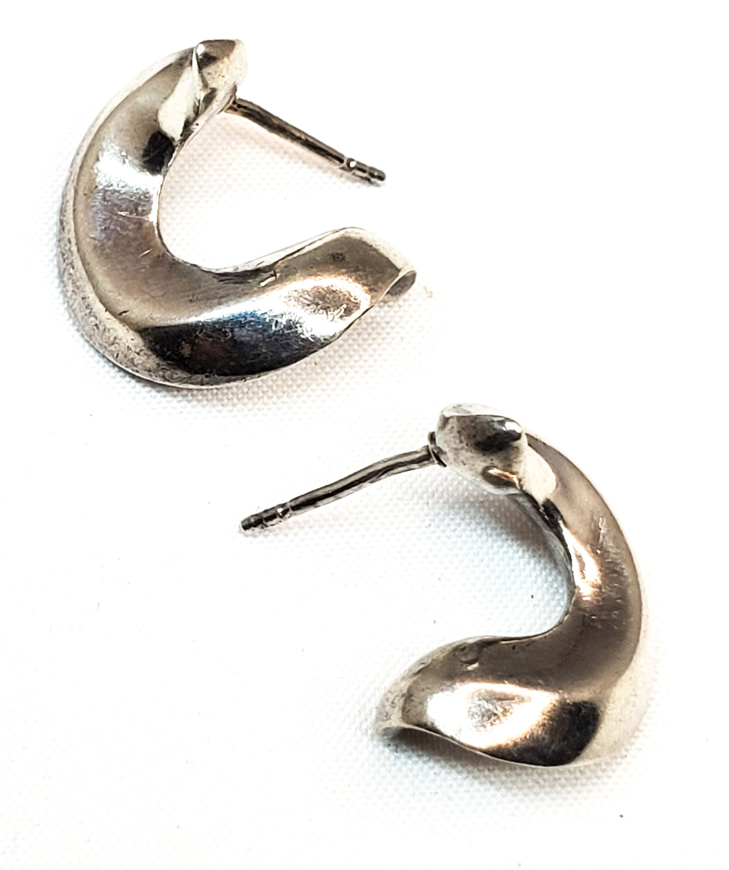 Abstract minimalist sterling silver twist vintage earrings 925