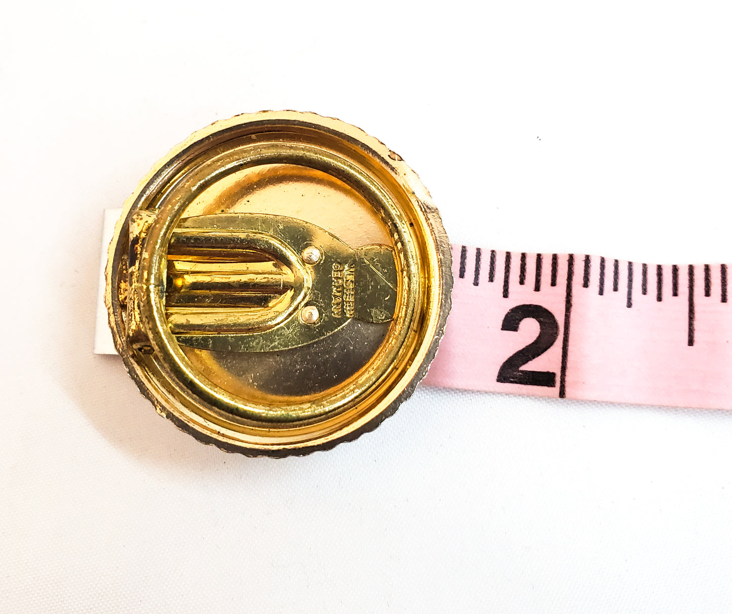 Western Germany Scarf clip Aurora Borealis molded glass flower vintage mid century rainbow