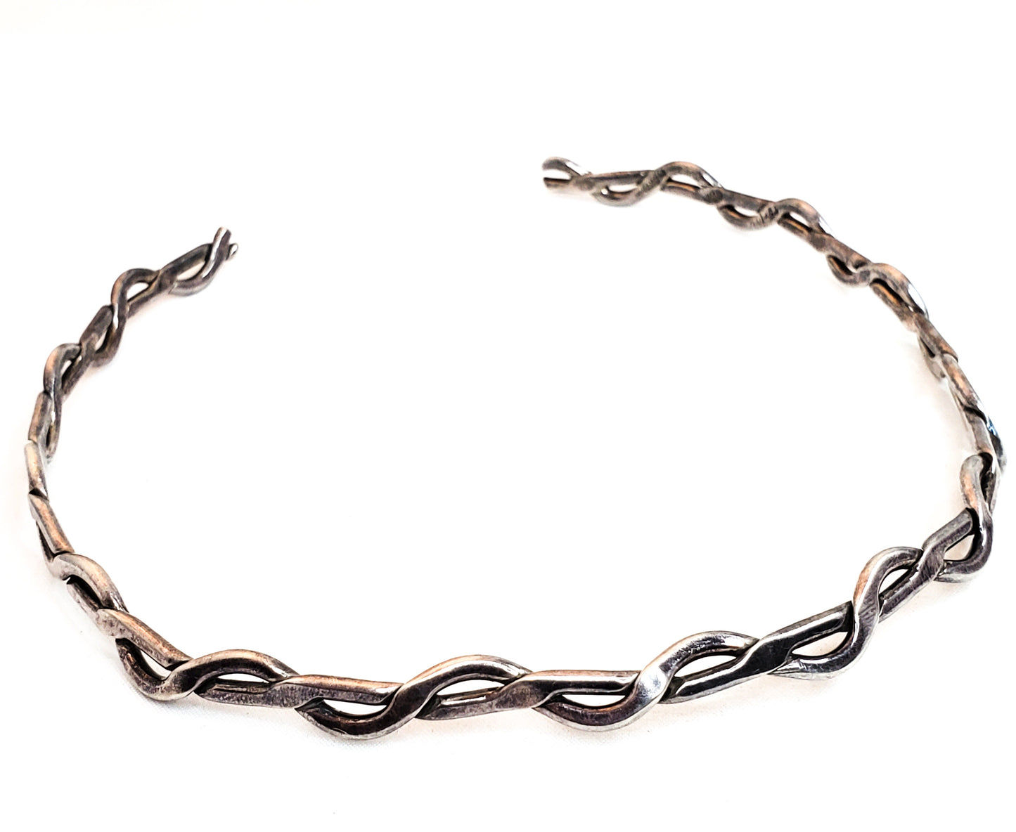 Artisan handmade sterling silver Mexican Taxco choker torque necklace TS-102 925