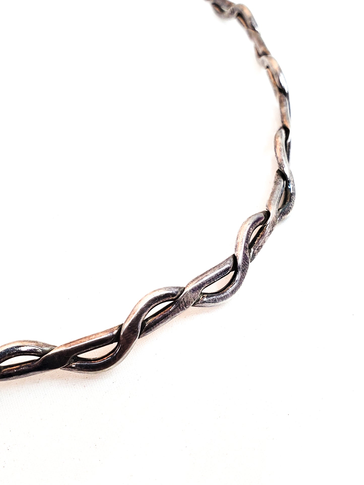 Artisan handmade sterling silver Mexican Taxco choker torque necklace TS-102 925