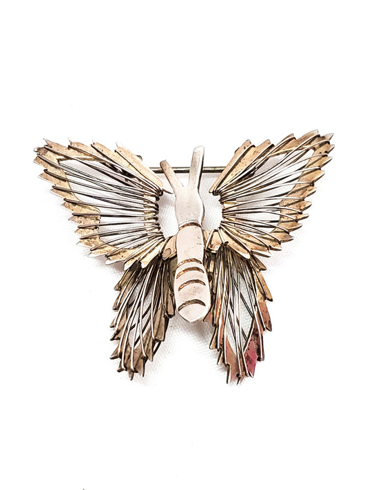 Mexican Butterfly sterling silver wire vintage brooch 925 Mecico