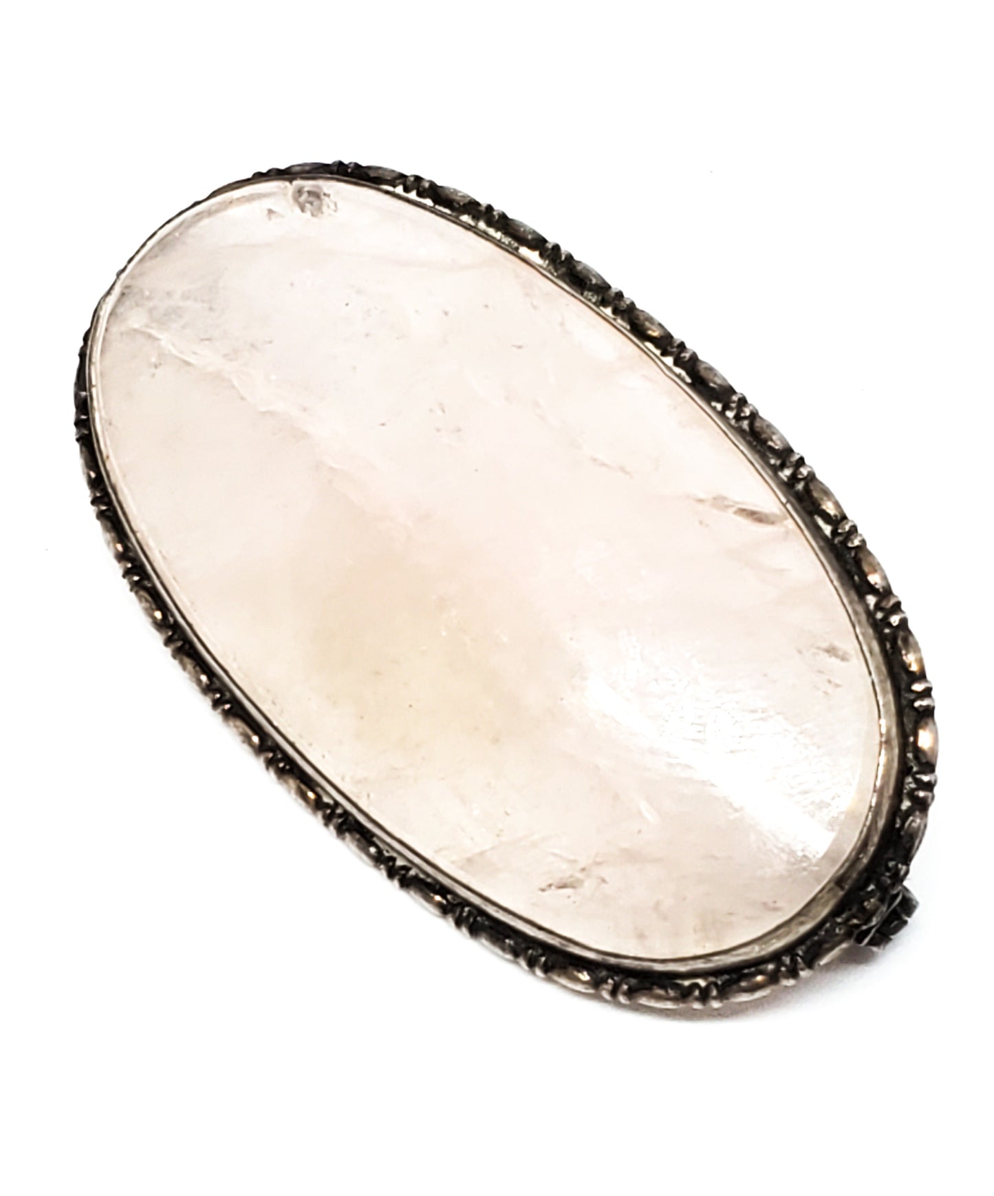 Victorian Rose Quartz Made in Germany sterling silver antique brooch 925