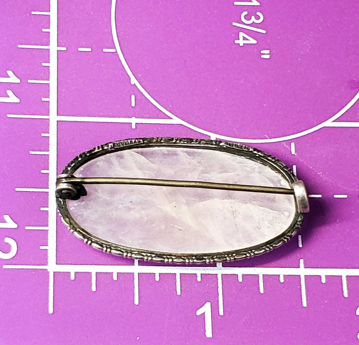 Victorian Rose Quartz Made in Germany sterling silver antique brooch 925