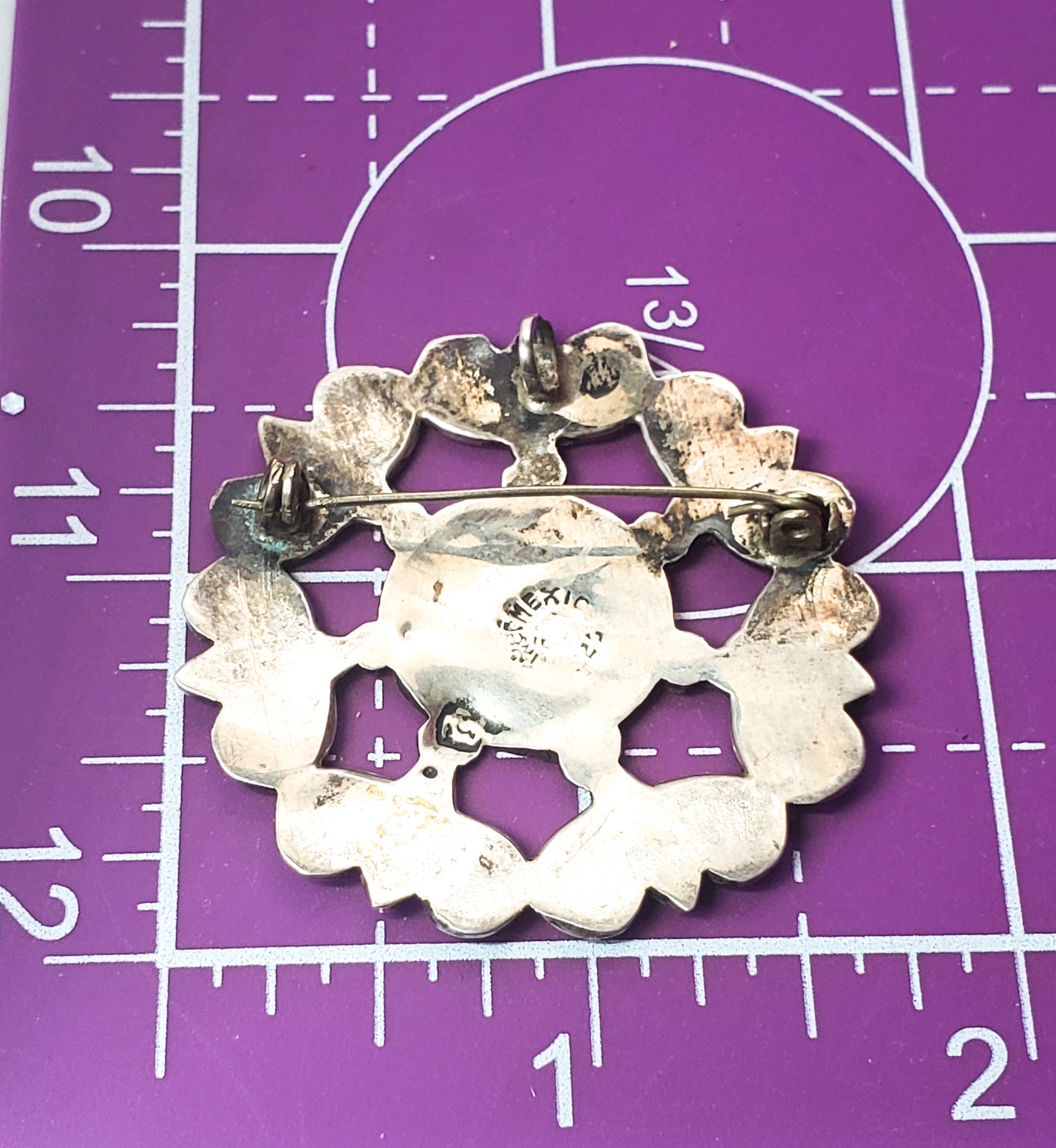 Taxco Mexico antique Bee abalone inlay pendant brooch eagle 3 mark 1940's