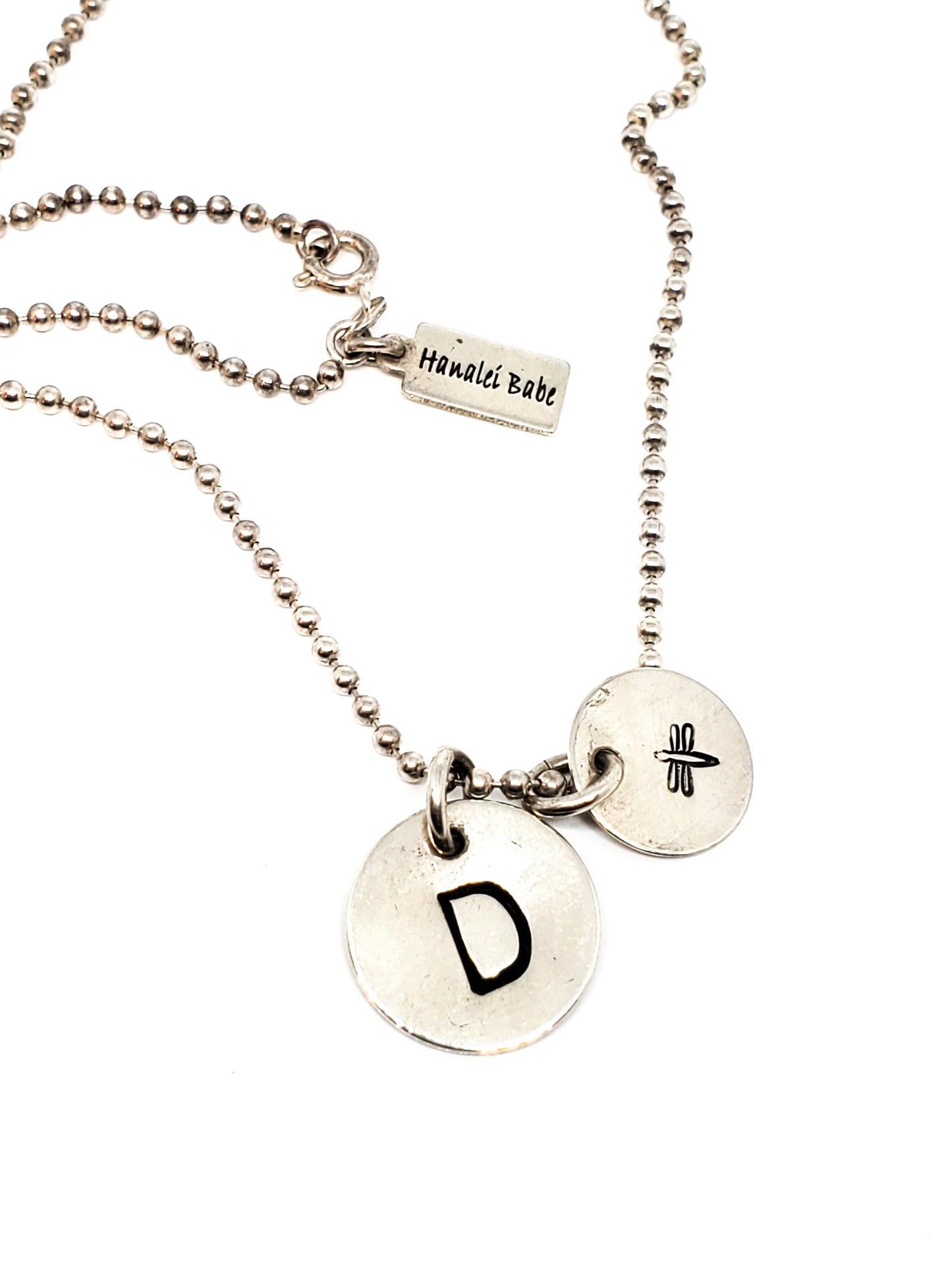 Hanalei babe D alphabet sterling silver dragonfly necklace 925 California
