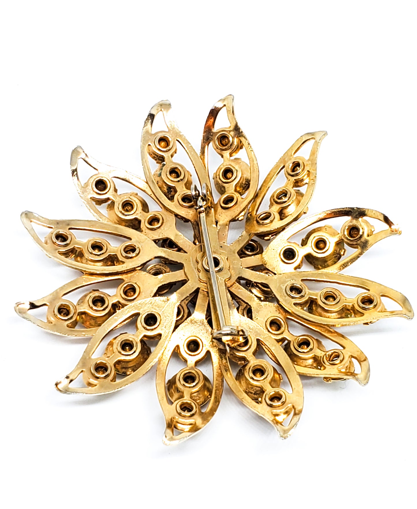 Carnival atomic Rhinestone flower scatter brooch mid century pin