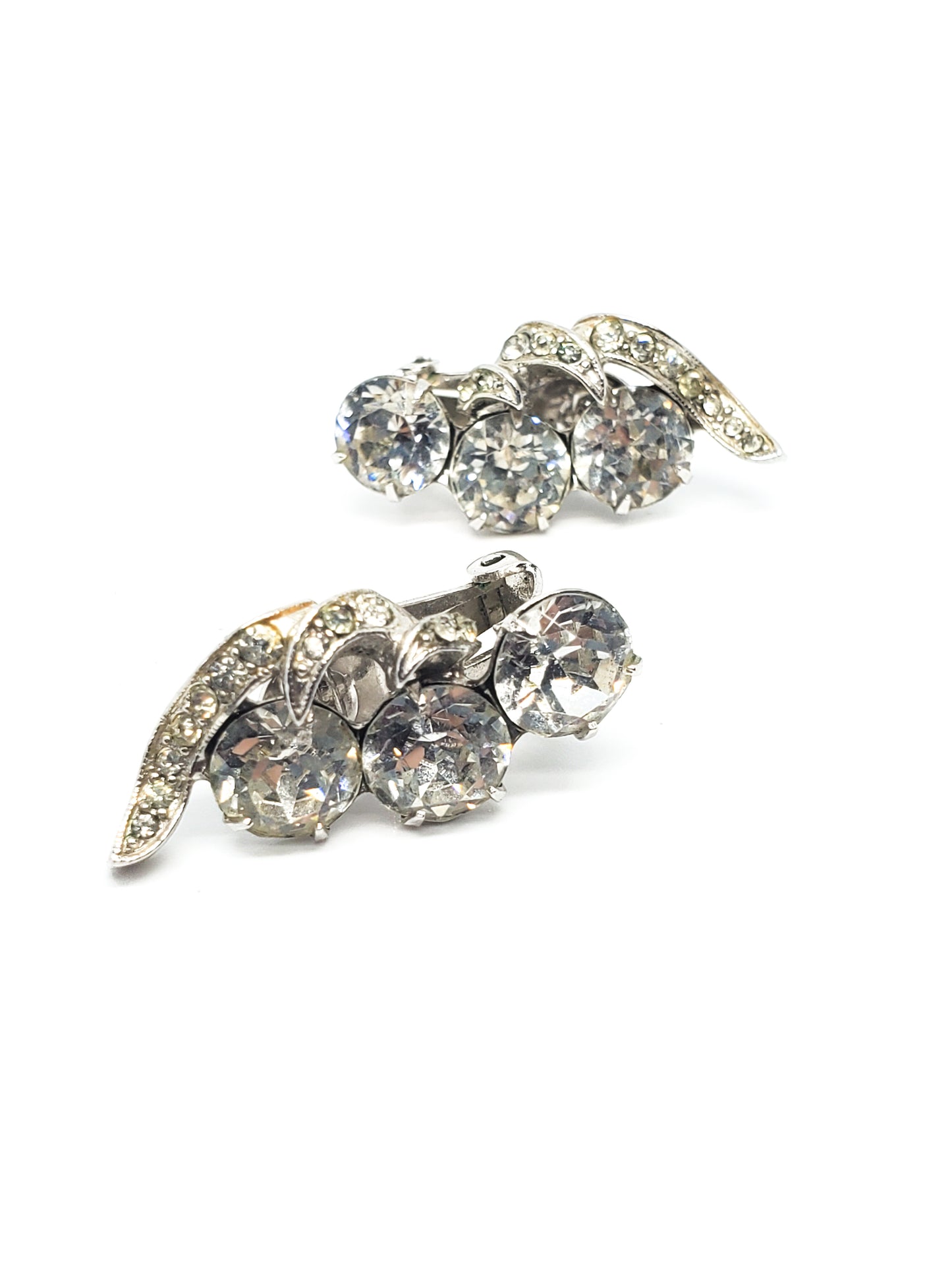 Eisengberg Art Deco Early signed vintage clip on rhinestone earrings 2021