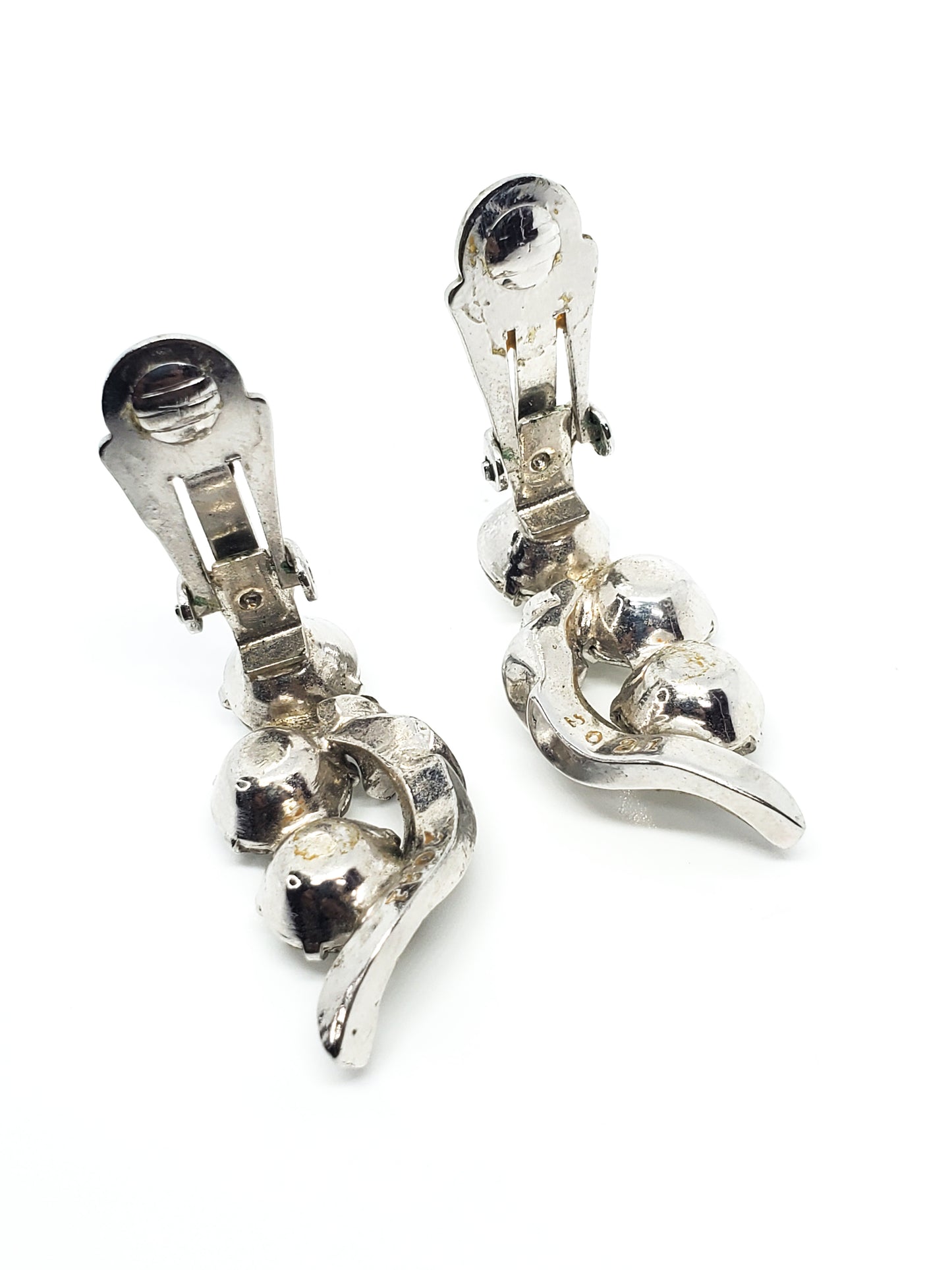 Eisengberg Art Deco Early signed vintage clip on rhinestone earrings 2021