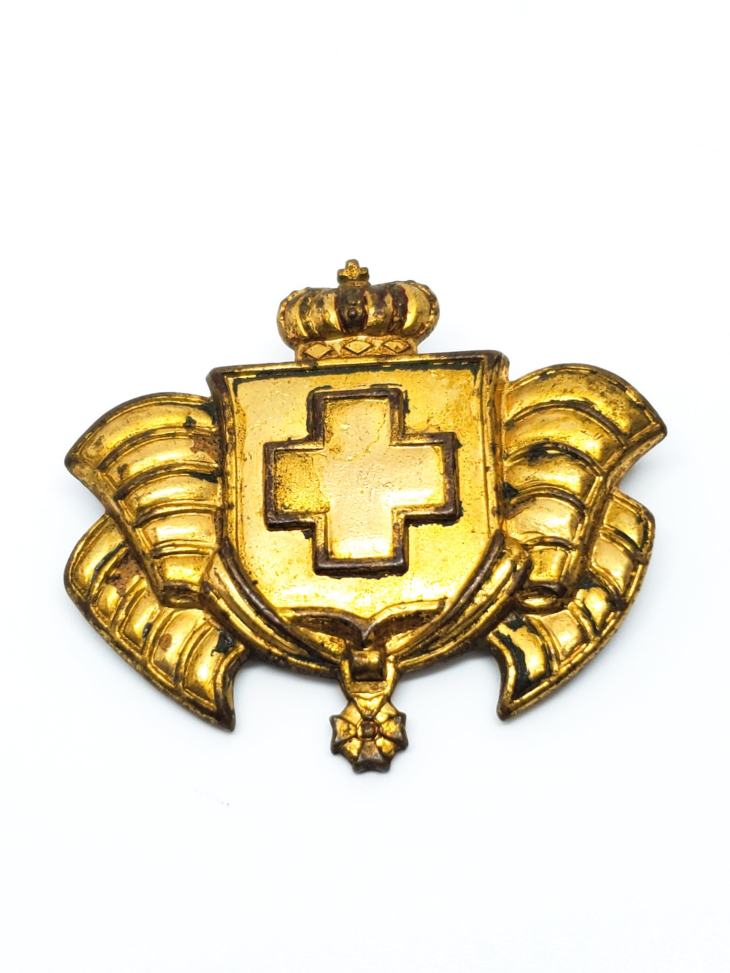 WWII Accessocraft Official Greek War Relief stamped vintage crest heraldic brooch pin
