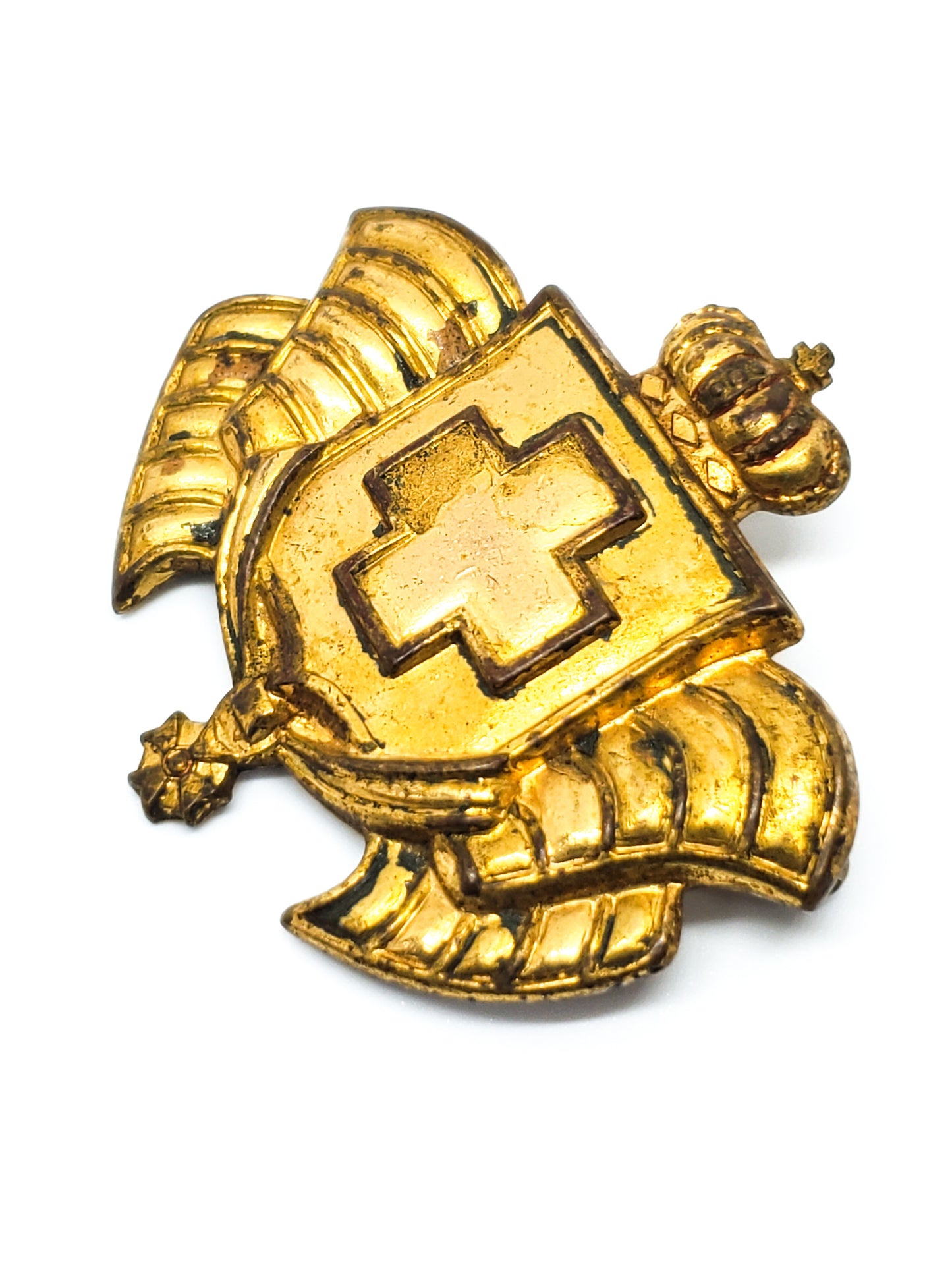 WWII Accessocraft Official Greek War Relief stamped vintage crest heraldic brooch pin