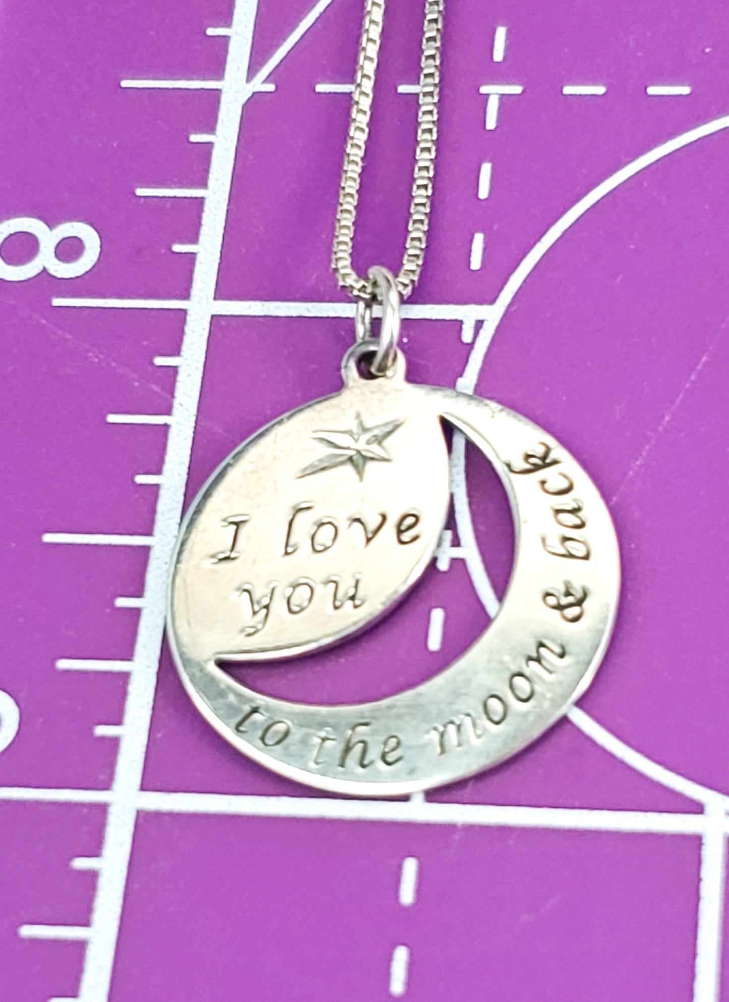 RJ Graziano I love you to the moon and back sterling silver pendant necklace 925