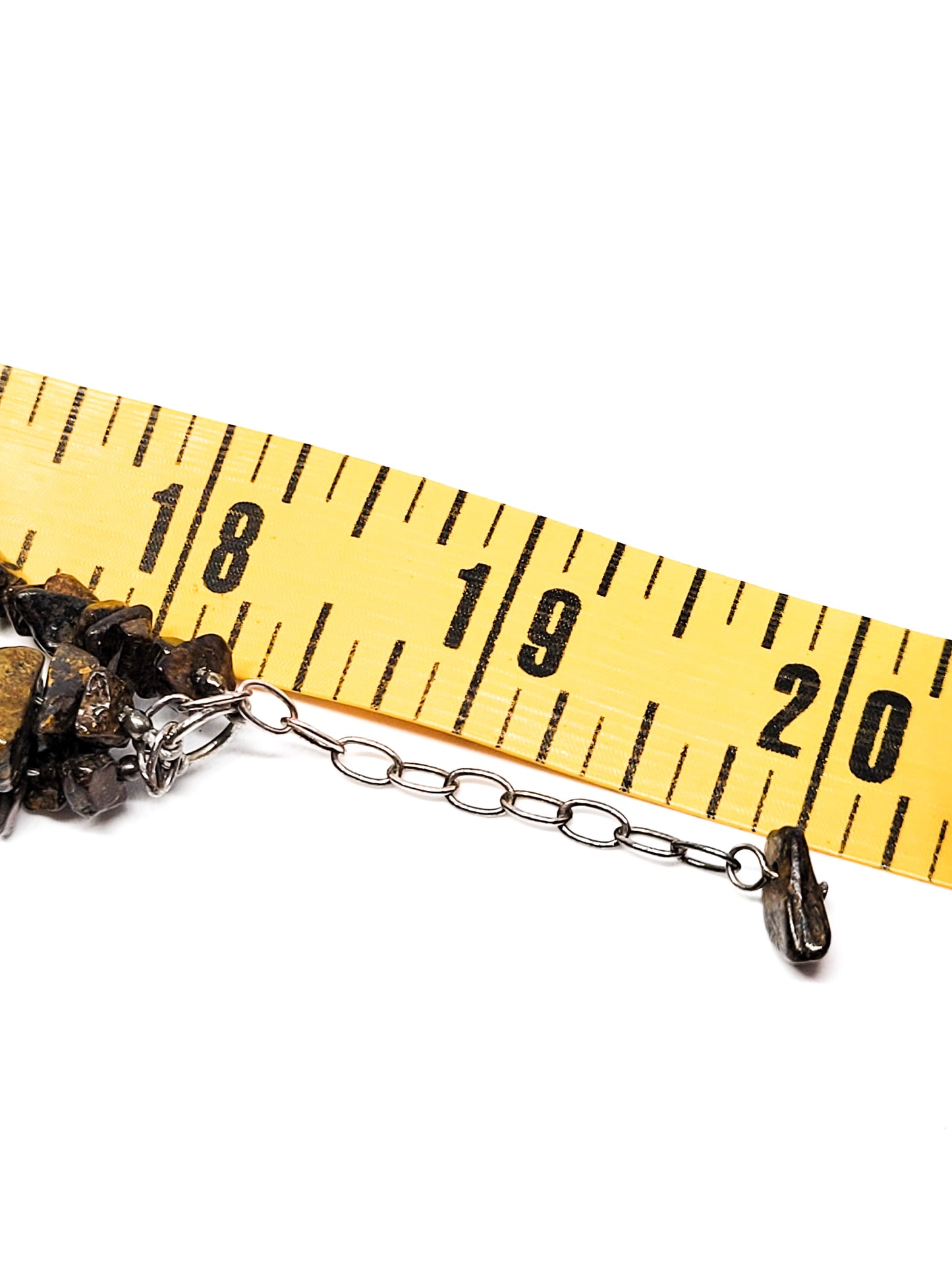 Tiger Iron ore 3 strand beaded sterling silver tiered vintage necklace Tiger eye