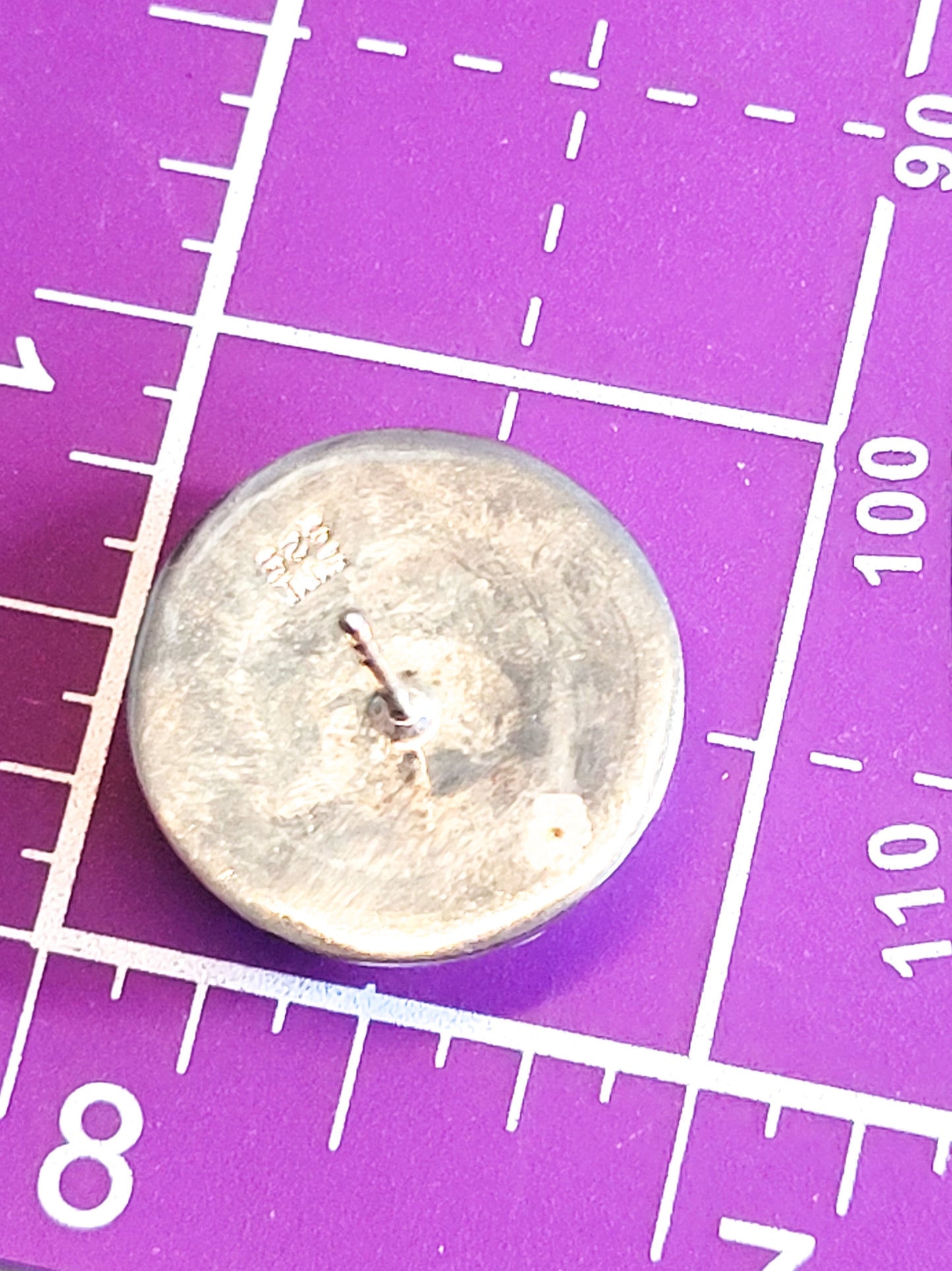 Concho STI etched sterling silver holloware domed vintage button post earrings
