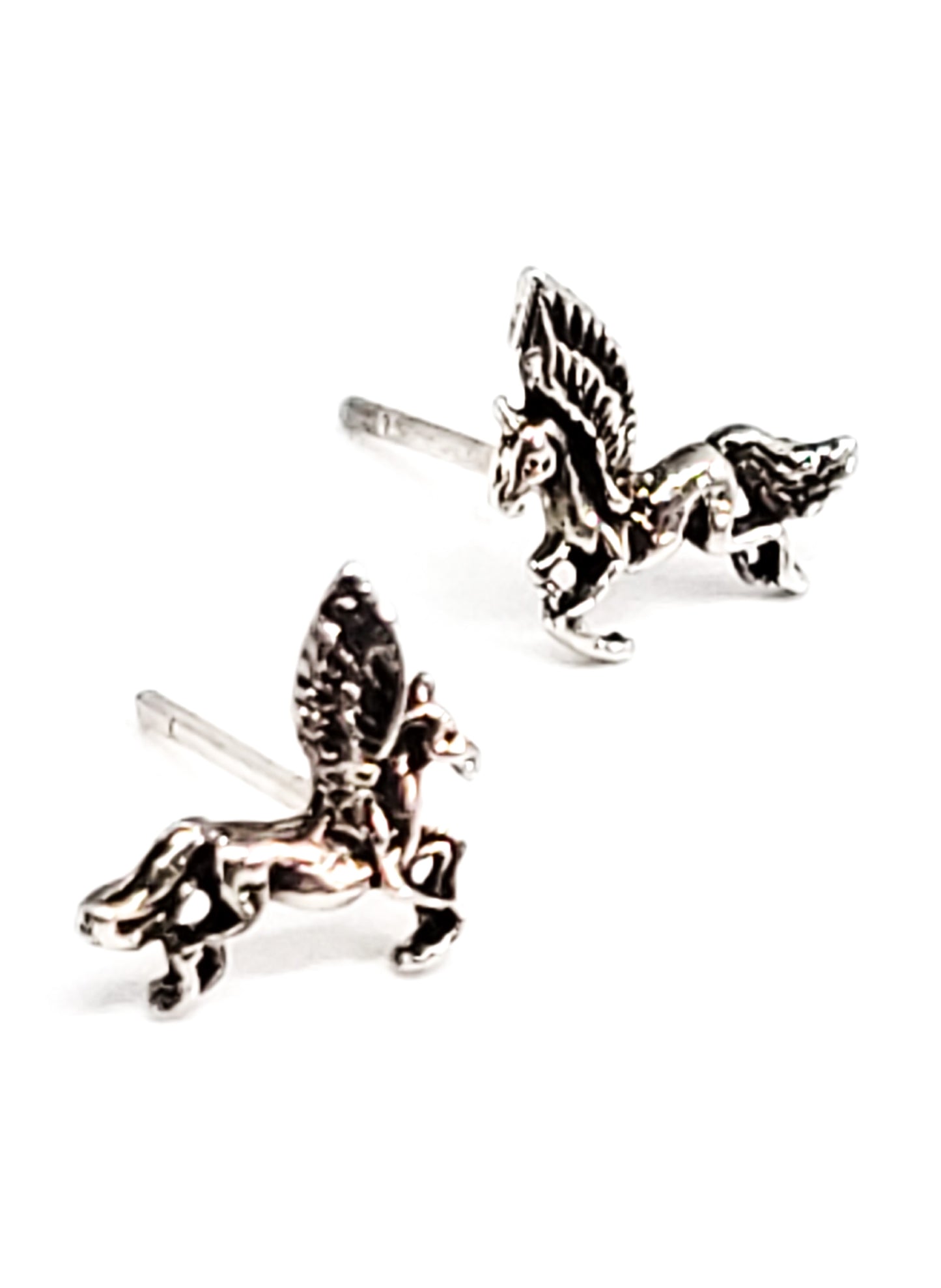 Flying Pegasus sterling silver vintage winged horse earrings 925