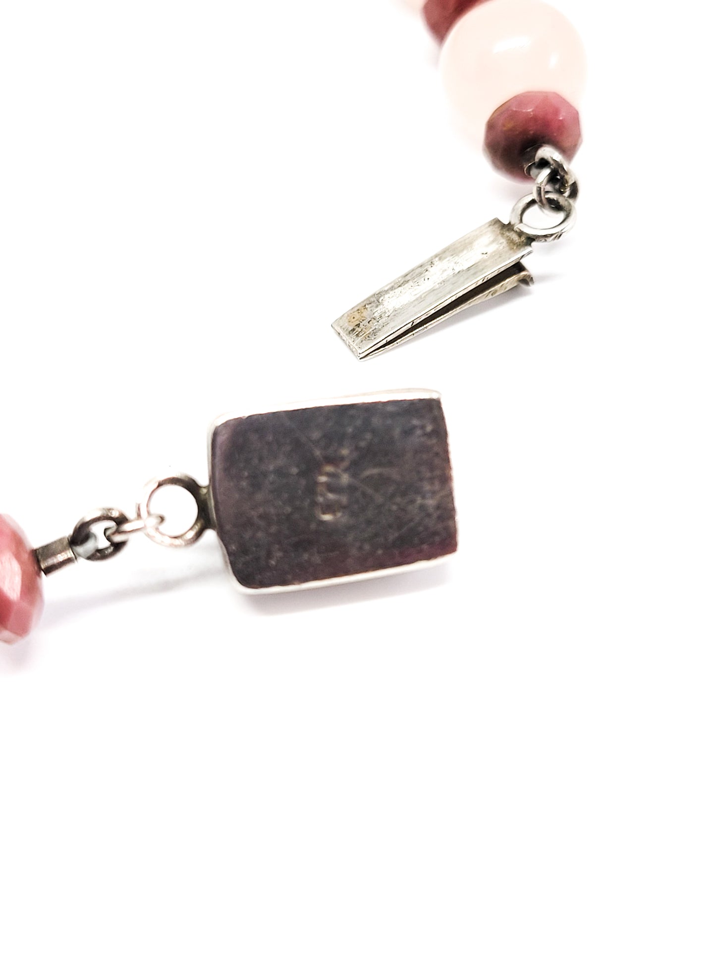 Cloisonne Rose quartz amazonite turqouise sterling silver beaded necklace