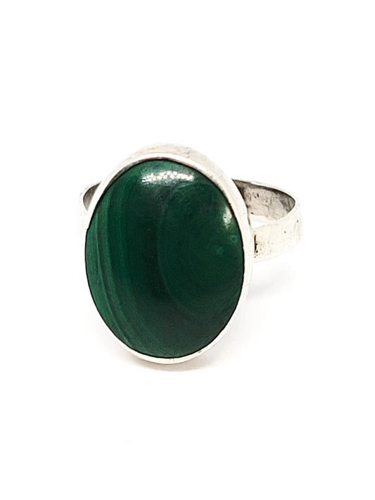 M.J. Chambers Malachite Native American sterling silver ring size 6.5