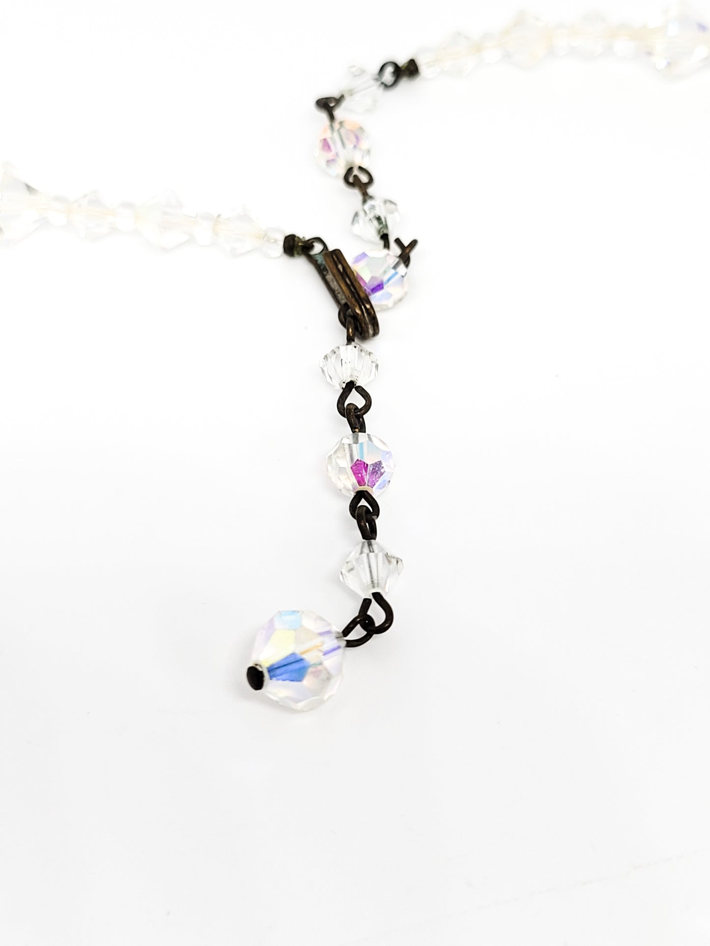 Waterfall Austrian crystal rainbow aurora borealis vintage bib necklace