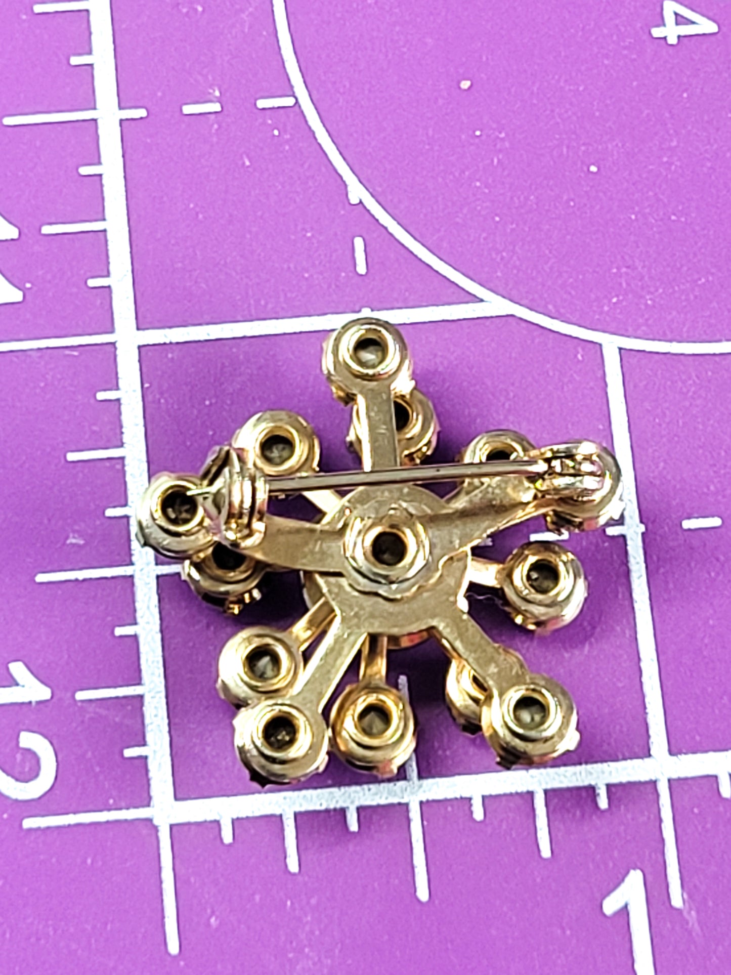 Peacock aurora borealis vintage rhinestone star brooch