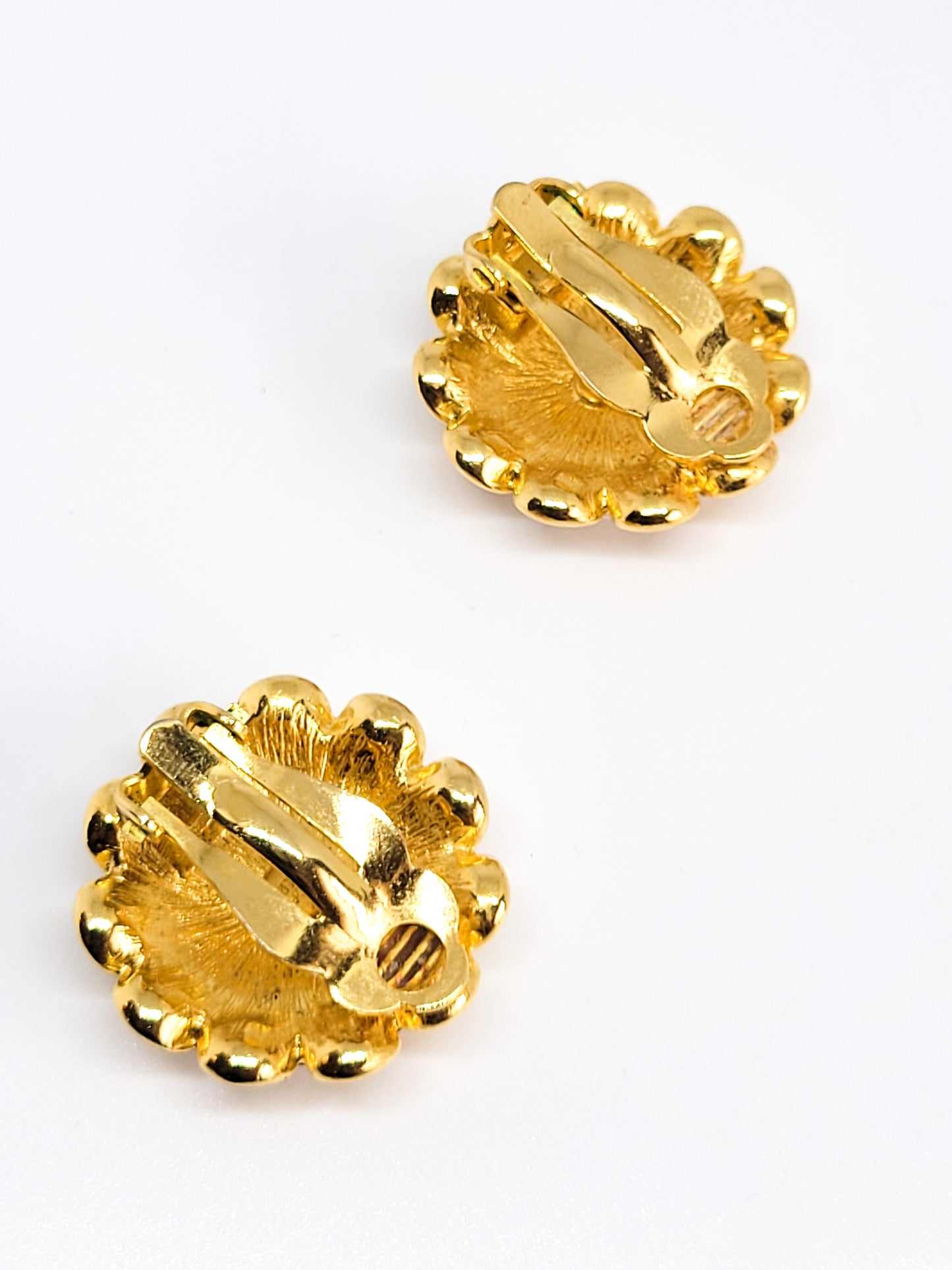 Joan Rivers pink and blue rhinestone enamel vintage clip on earrings