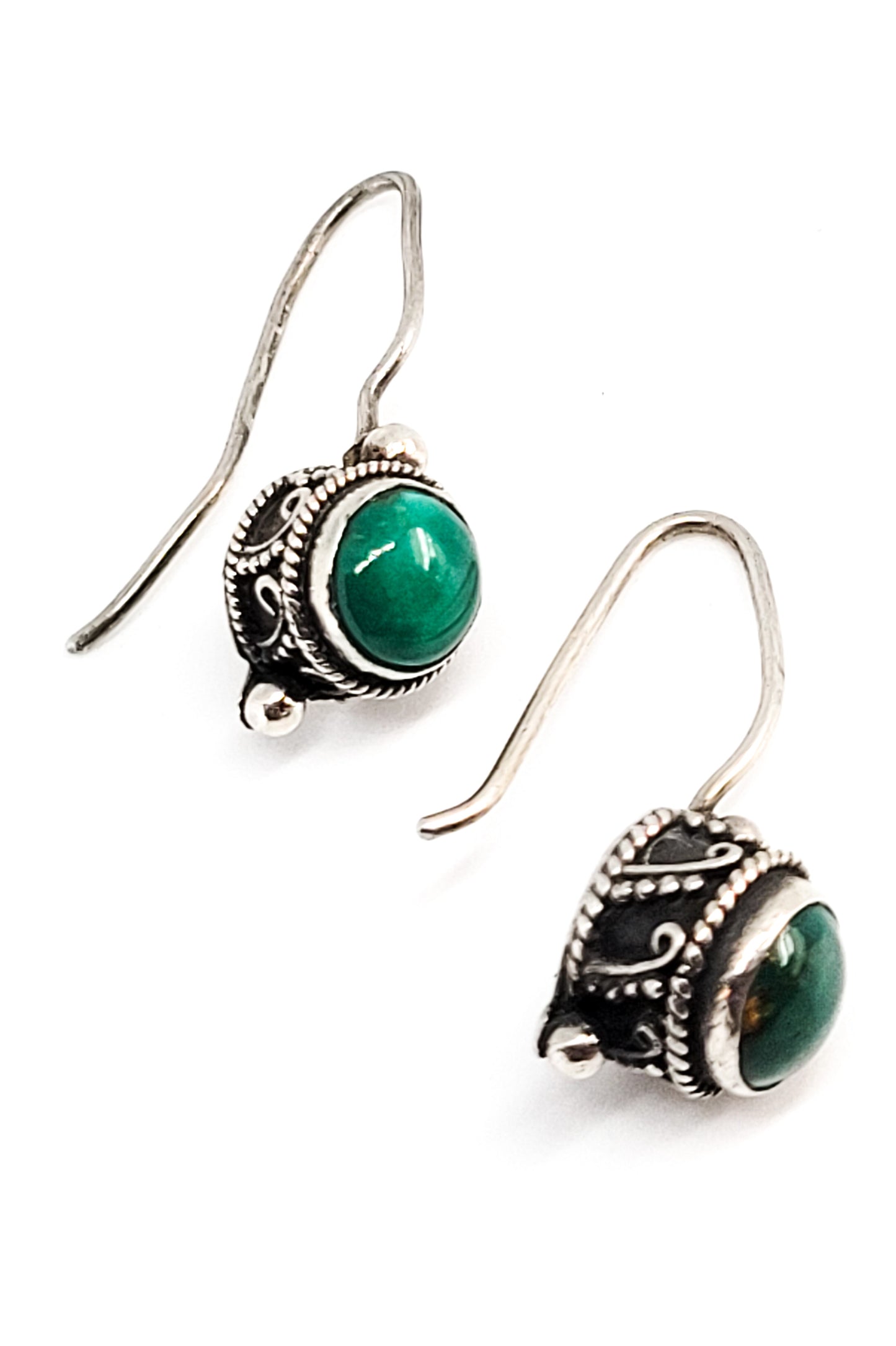 MNSN turquoise signed sterling silver vintage drop earrings 925