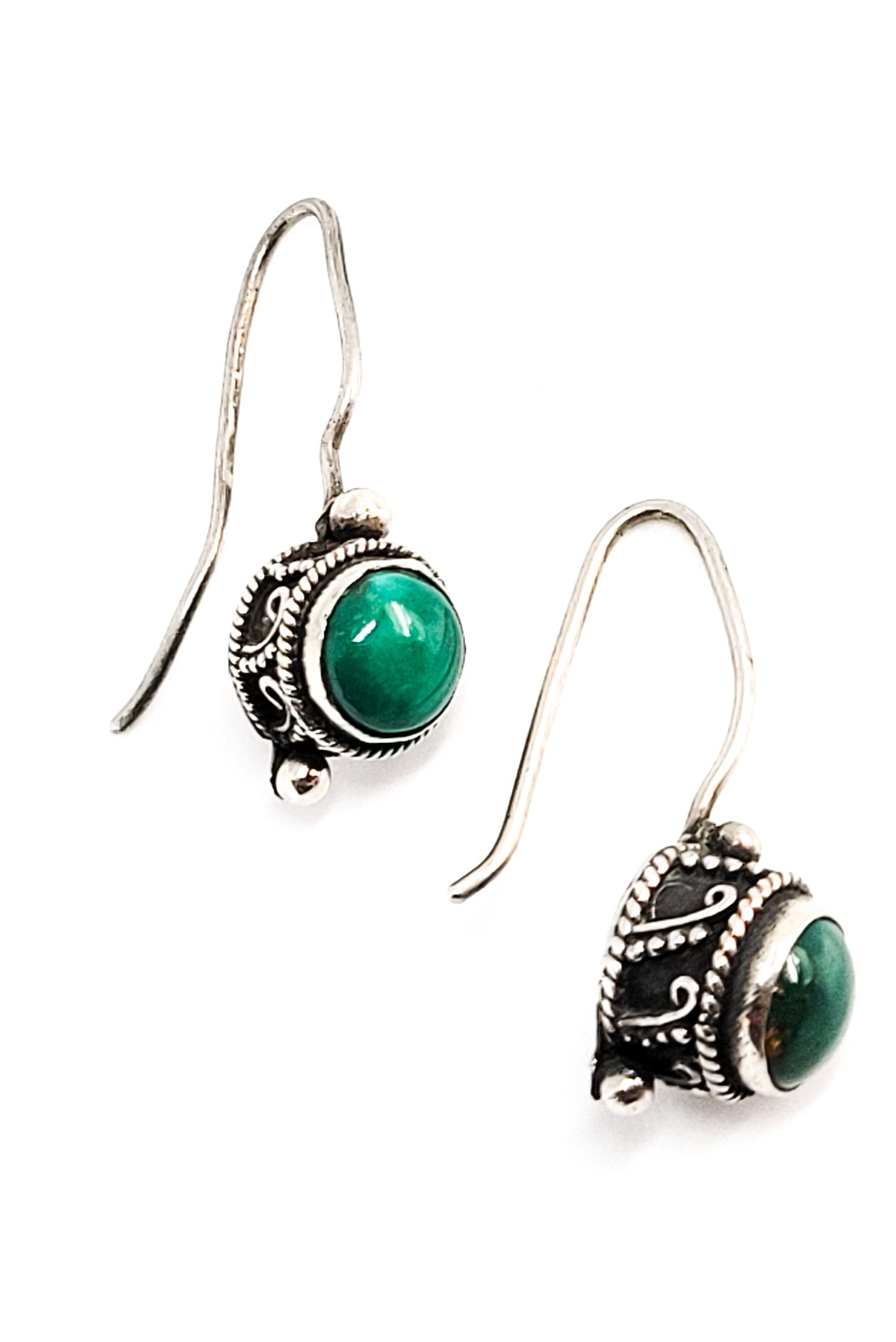MNSN turquoise signed sterling silver vintage drop earrings 925