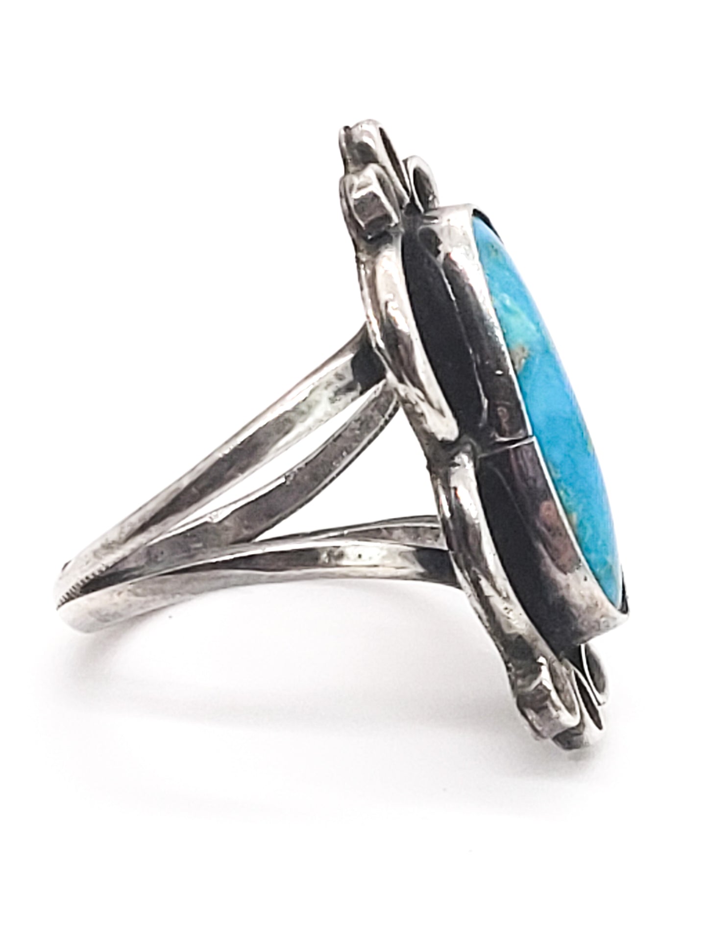 Rose Draper RD Navajo NA turquoise sterling silver vintage ring size 8.5