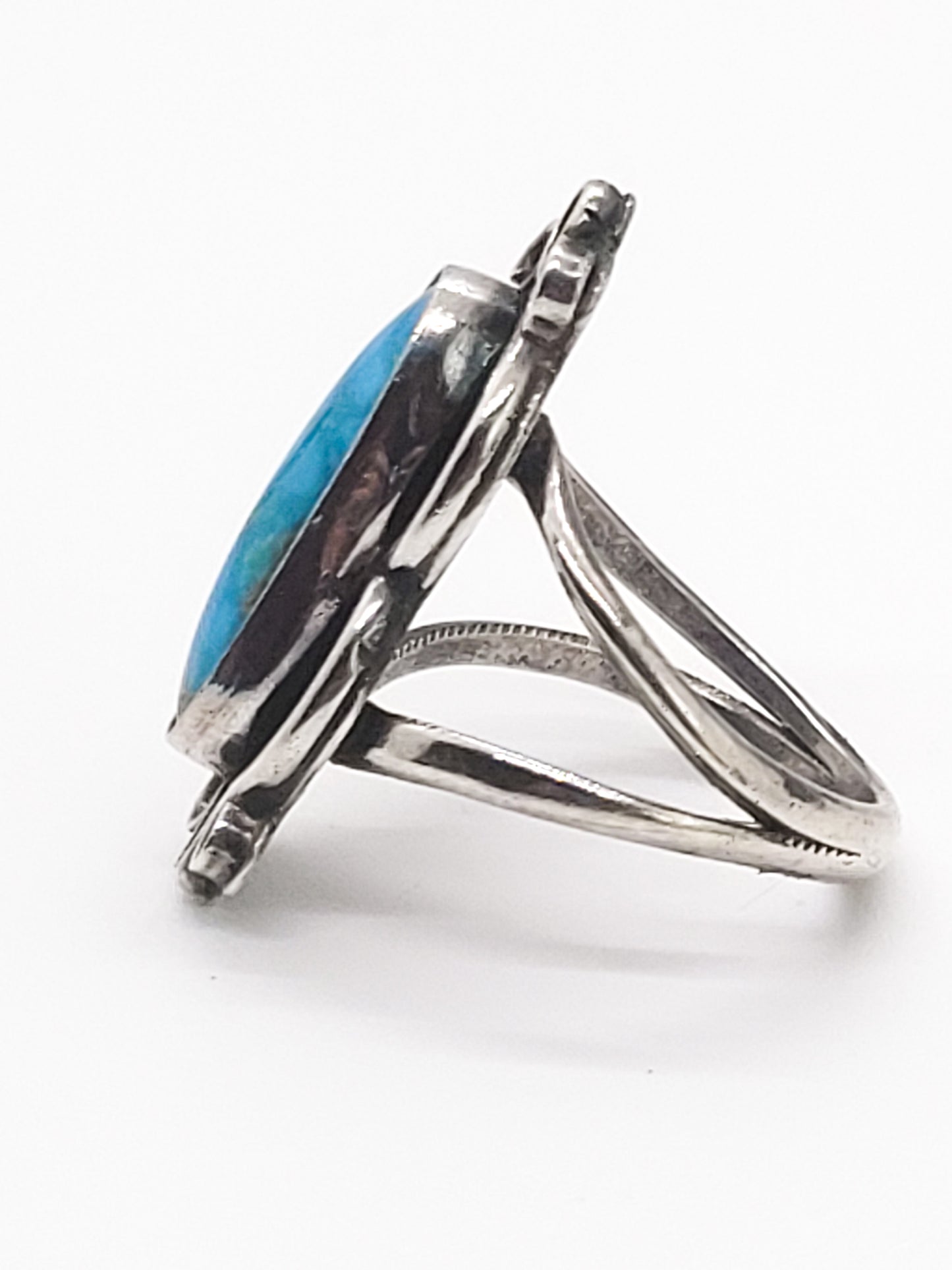 Rose Draper RD Navajo NA turquoise sterling silver vintage ring size 8.5