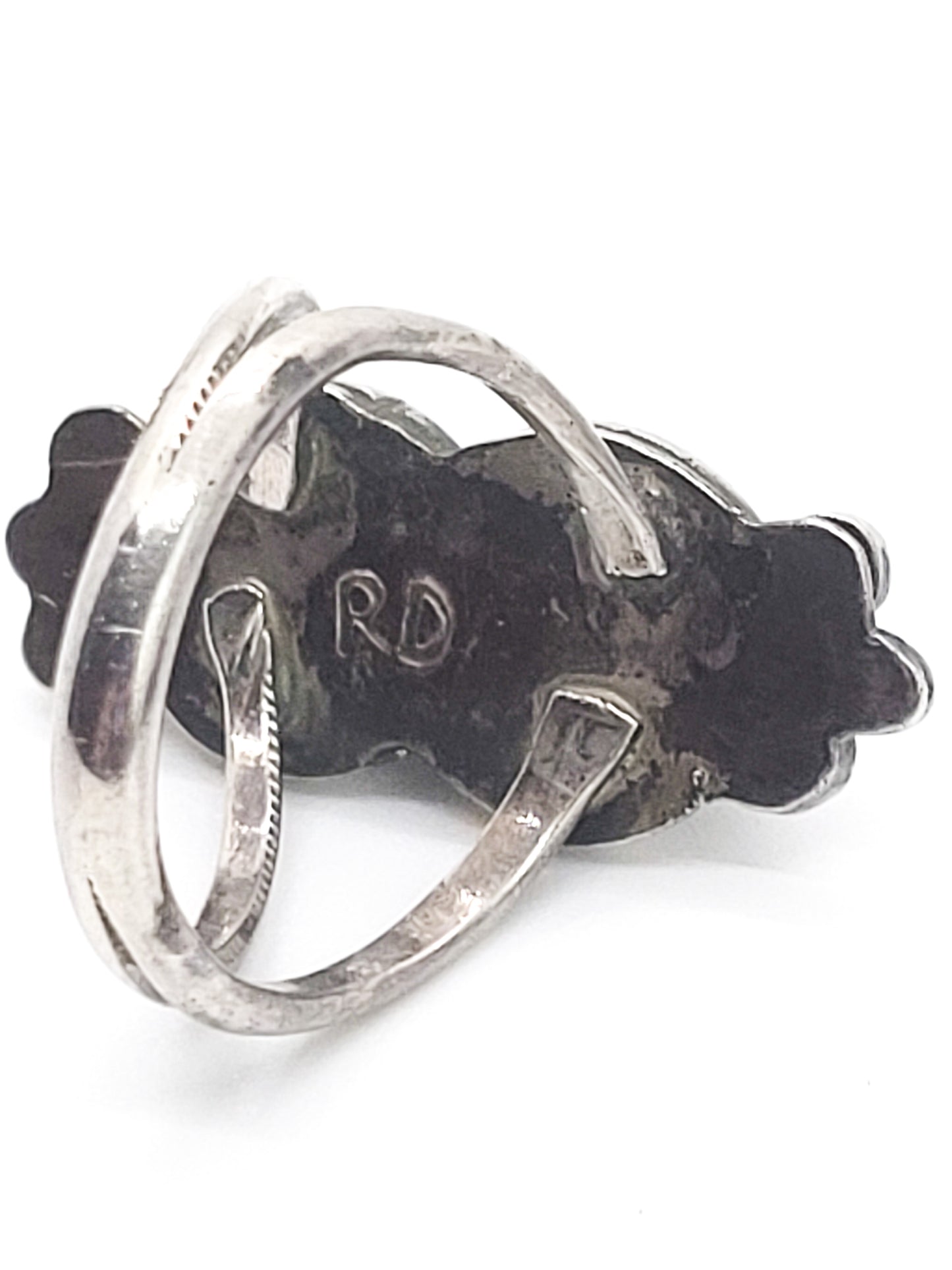Rose Draper RD Navajo NA turquoise sterling silver vintage ring size 8.5