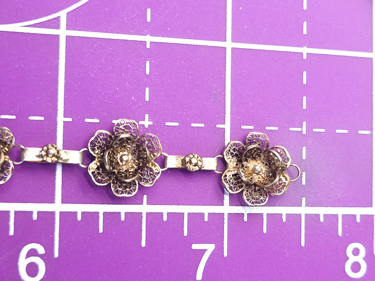 Spun silver flower cannetile vintage necklace set 950 sterling sliver demi parure