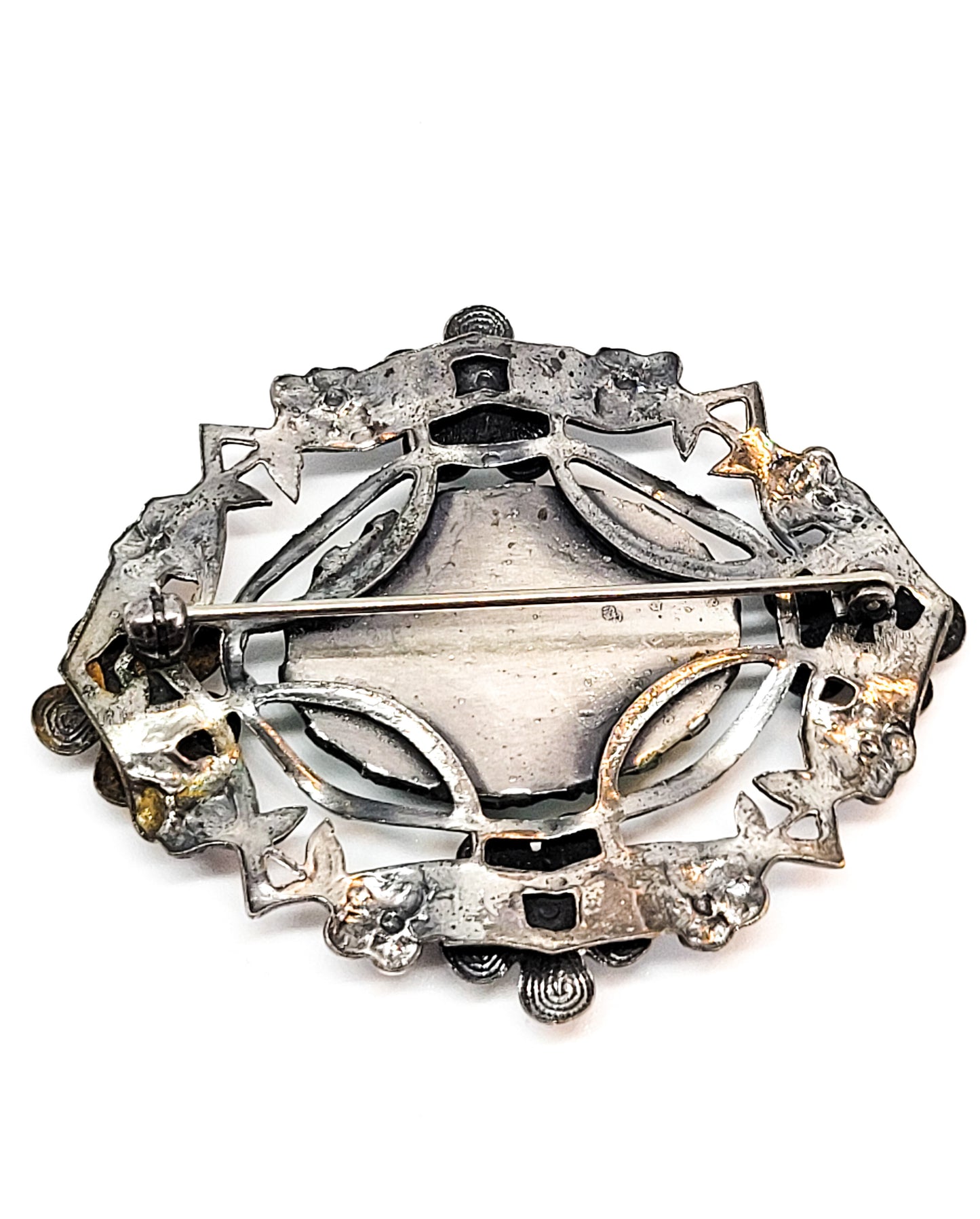 Neiger brothers Green Peking Czech glass flower vintage scatter brooch pin mid century