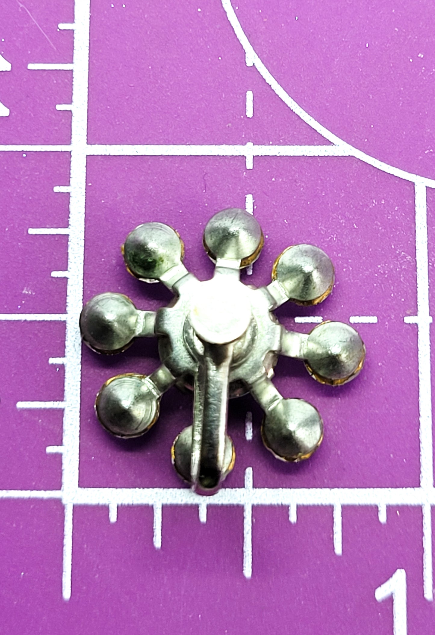 Atomic flower aqua blue vintage rhinestone screw back earrings mid century