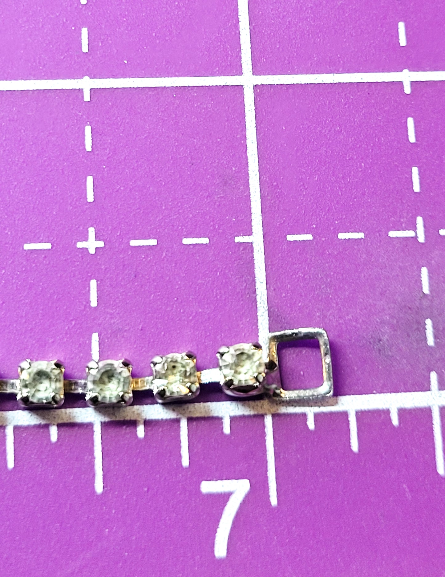 Thin clear vintage rhinestone chaton mid century tennis bracelet minimalist