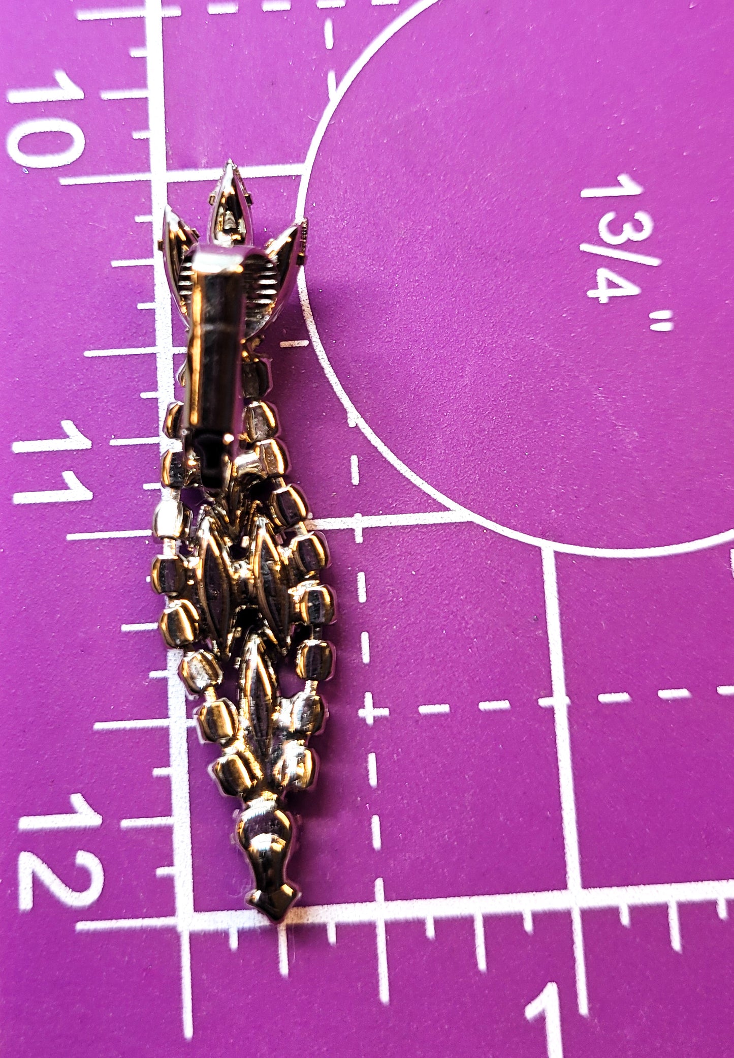 Stunning clear navette drop retro vintage clip on earrings mid century