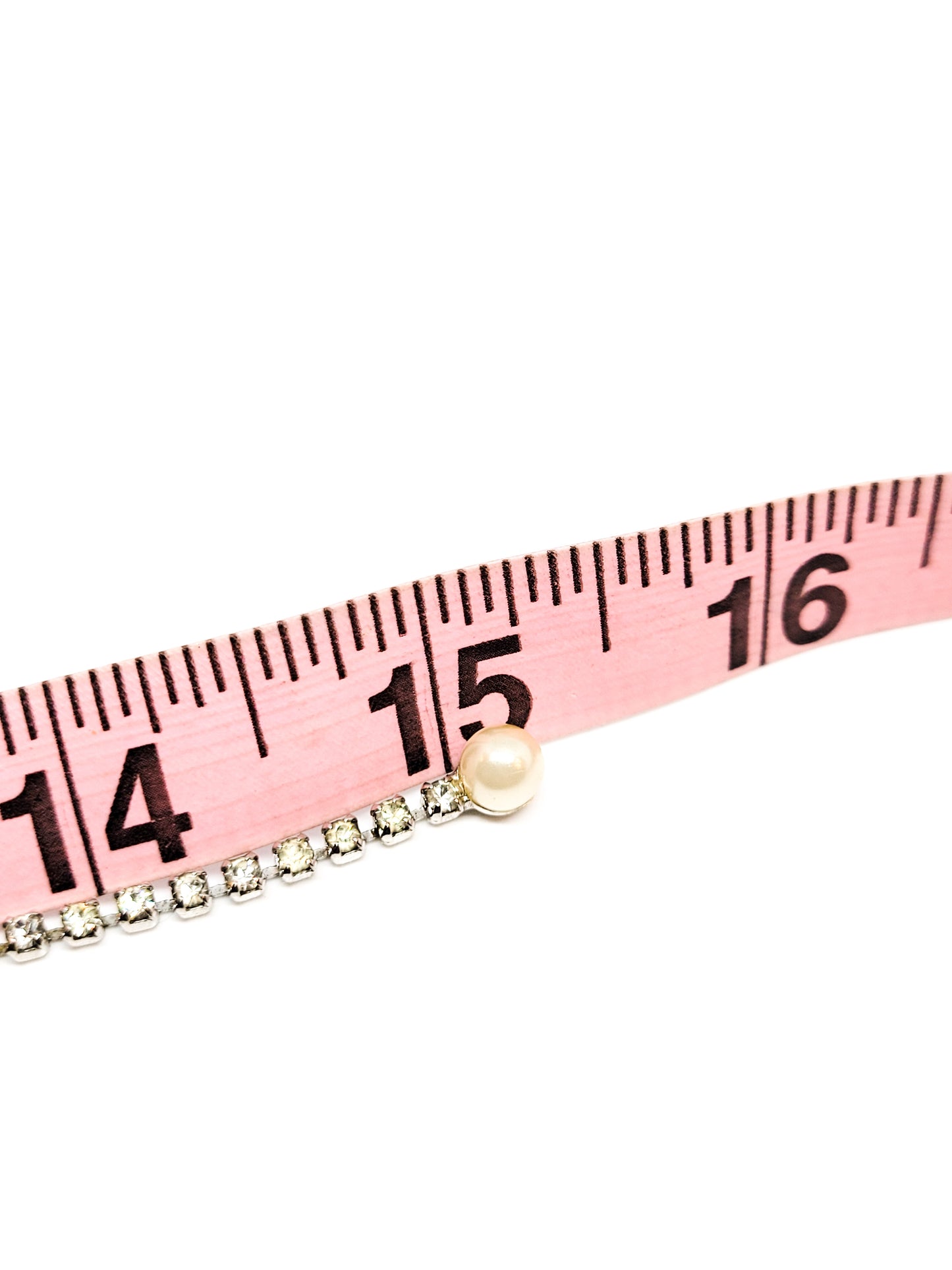 Retro clear rhinestone and faux cream pearl single strand vintage statement necklace