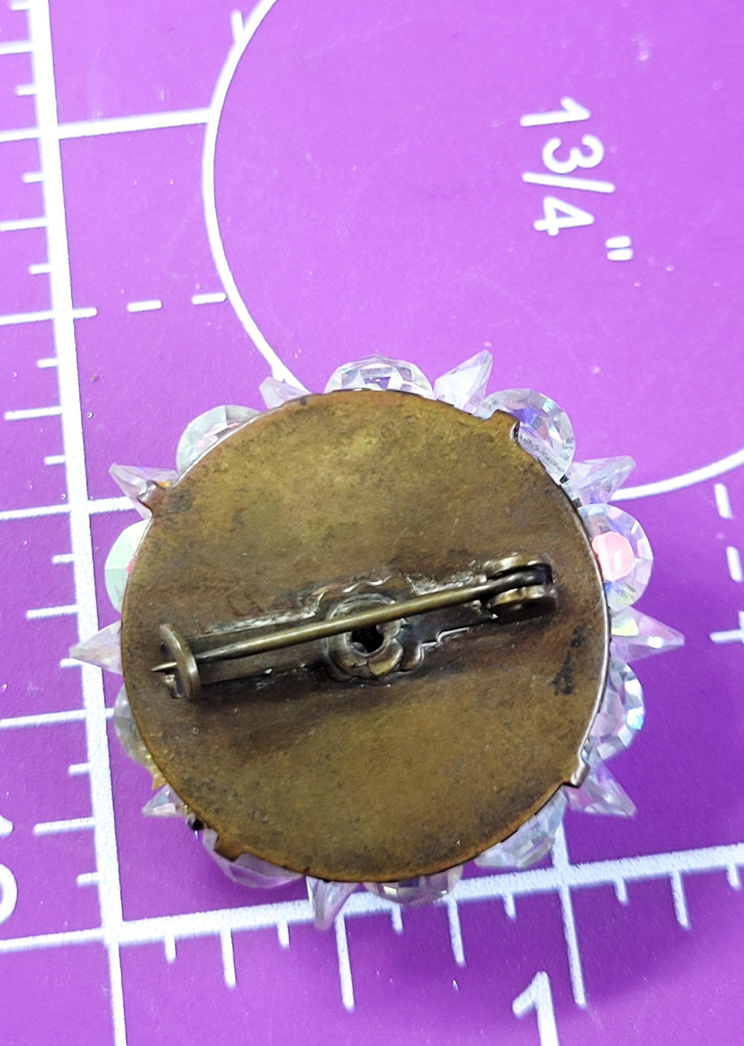 Rainbow vintage Aurora Borealis AB beaded Austrian crystal and rhinestone brooch