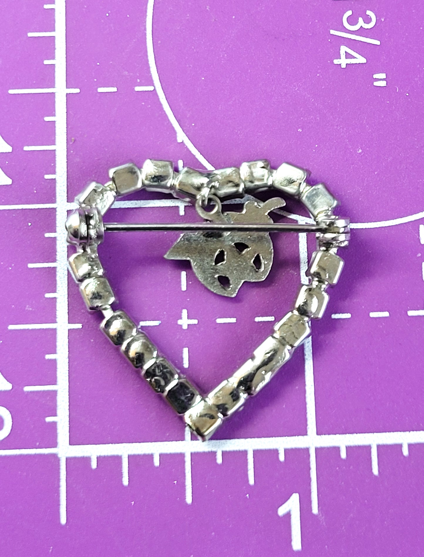 Aurora Borealis rainbow heart rhinestone Schriner's fraternity vintage brooch