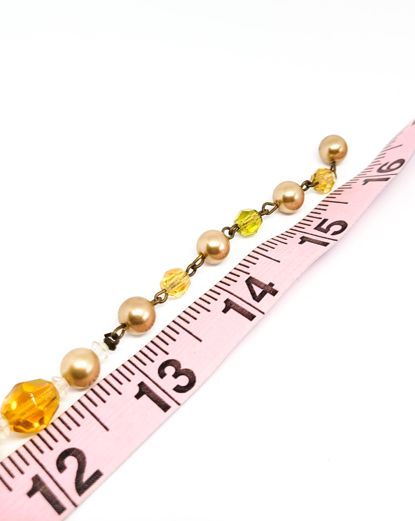 Retro Hippie Autumn flower power Austrian crystal faux pearl beaded vintage necklace